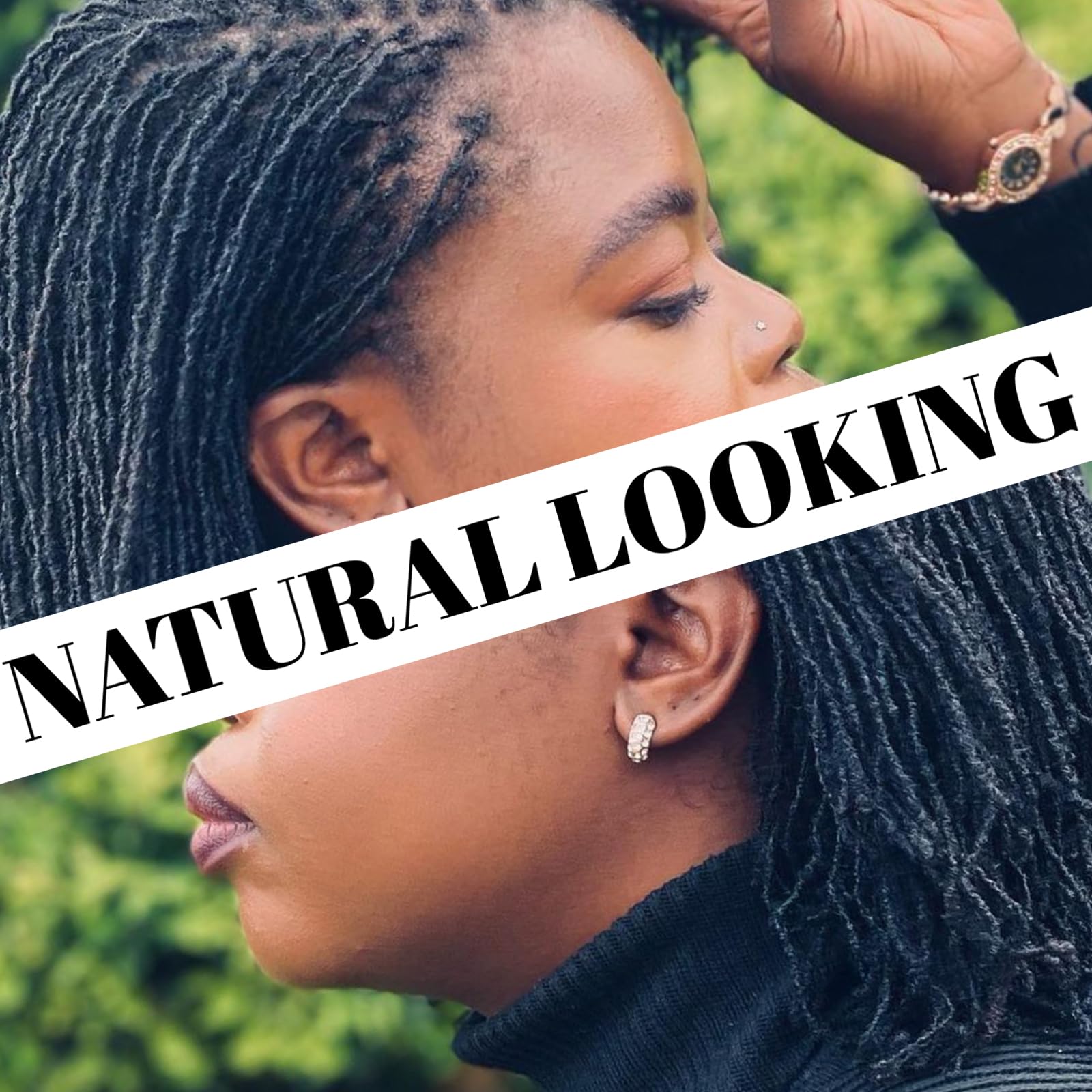 12 Inch 60 Strands 0.2cm Width 100% Human Hair Loc Extensions - Natural Black Handmade Dreadlocks for Women Men & Kids | Permanent Real Human Hair | Dye Bleach Curl & Twist Safe | Perfect for Daily Wear, Parties & Protective Styles