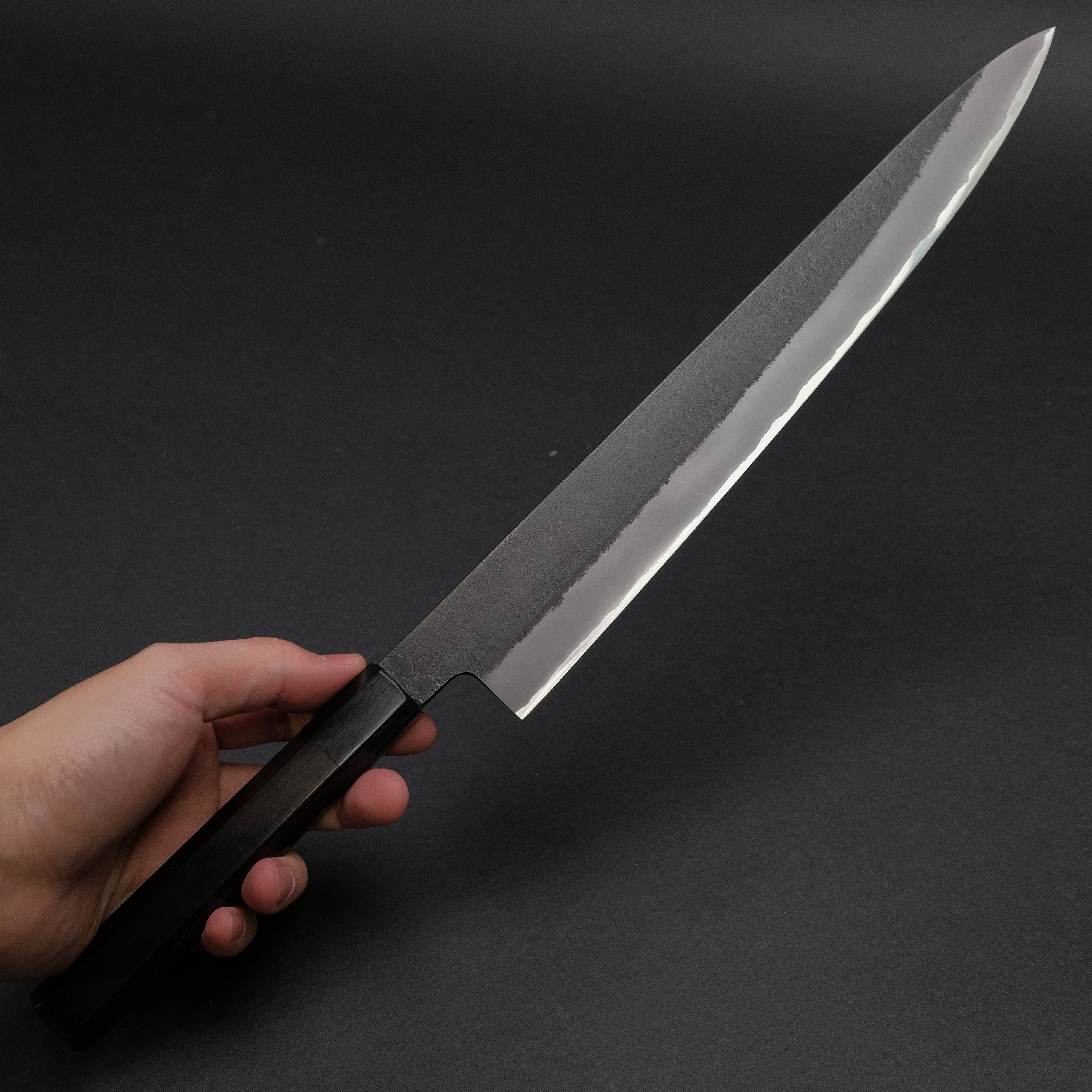 Premium Mutsumi Blue Super Kurouchi Nashiji Sujihiki Knife 270mm - Japanese High Carbon Steel Slicing Knife with Ebony Wood Handle - Perfect for Sushi, Sashimi & Meat Carving