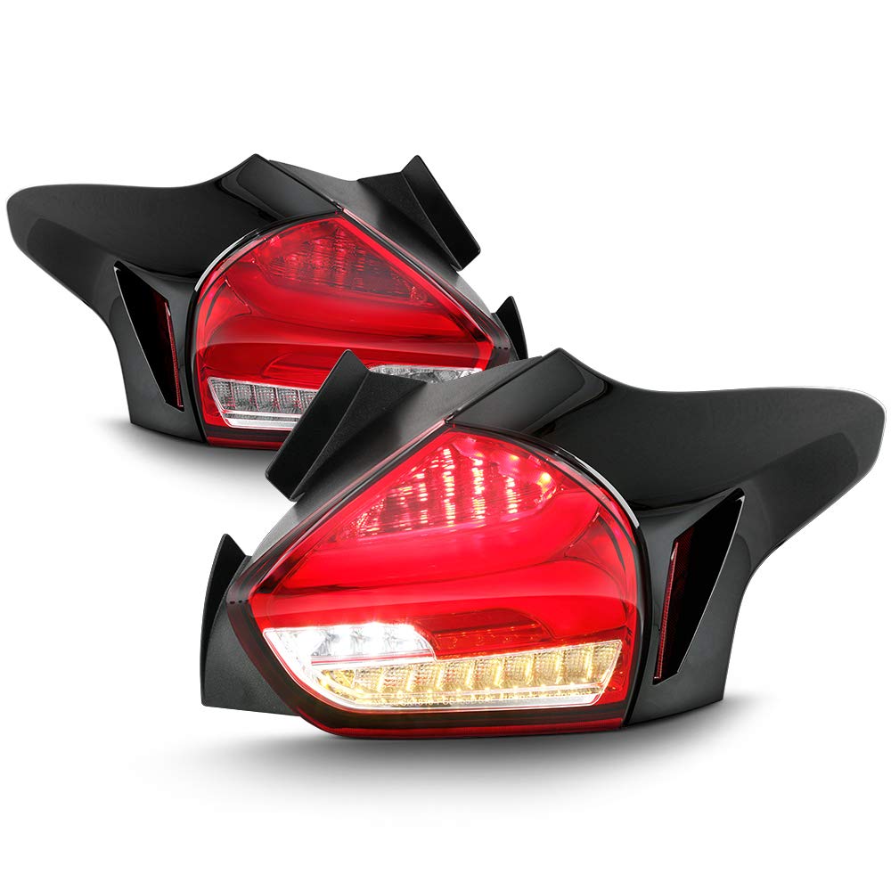 ACANII LED Sequential Tail Lights for 2015-2018 Ford Focus Hatchback - Red Brake Lamps with Turn Signal (Pair) - Upgrade Your Car's Style & Safety for Night Driving and Daily Commute
