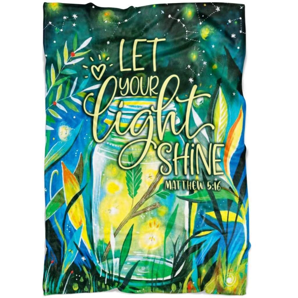Let Your Light Shine Matthew 5:16 Christian Prayer Blanket - Soft Fleece Bible Verse Throw for Worship, Church, Home Devotion & Gift - Religious Inspirational Blanket with Lion Design