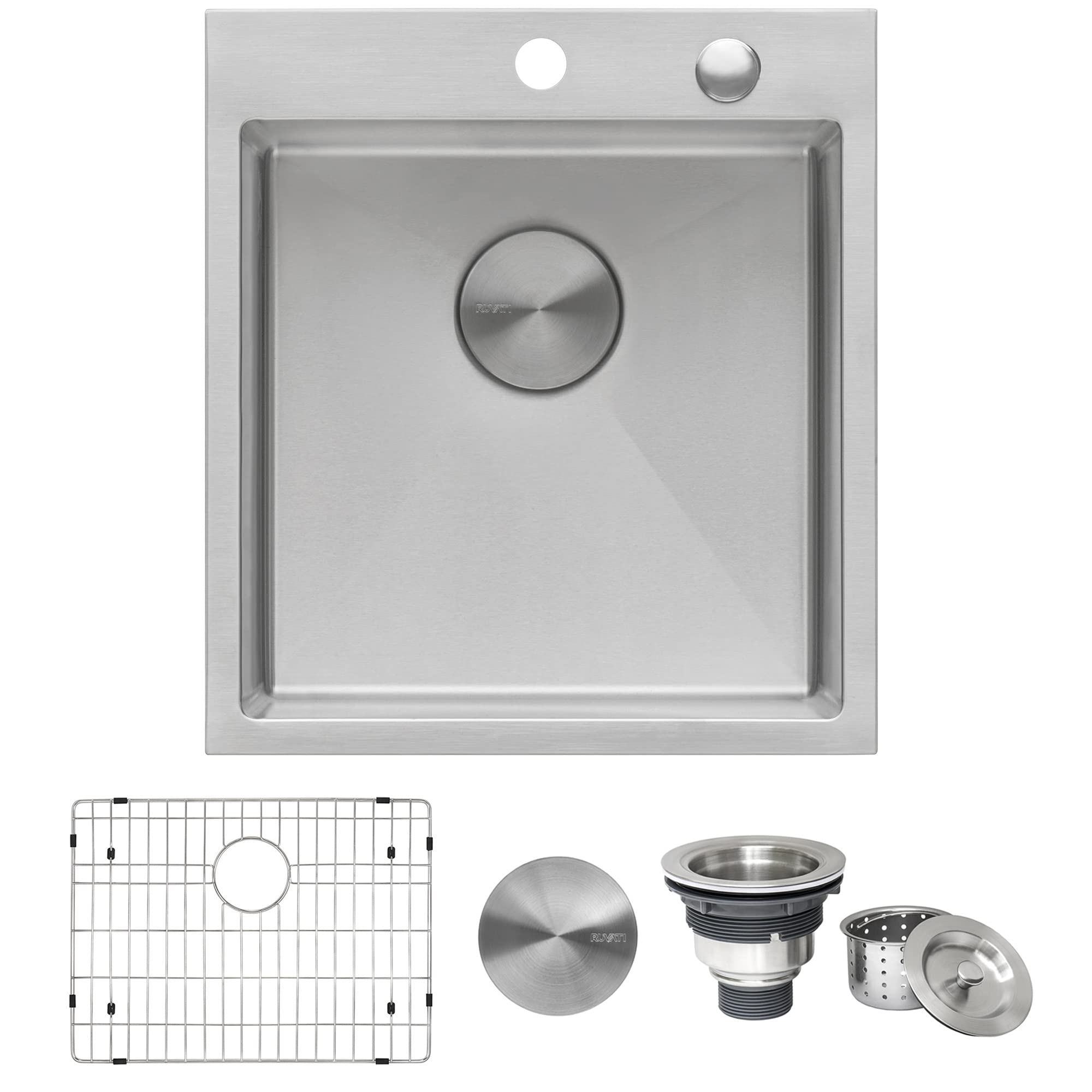 Ruvati 18 x 20 Inch Drop-in Topmount Stainless Steel Kitchen Sink - 16 Gauge Single Bowl with Brushed Finish, Easy to Clean, Rounded Corners (Model RVH8006) | Perfect for Modern Kitchens, RV Campers & Small Space Installations