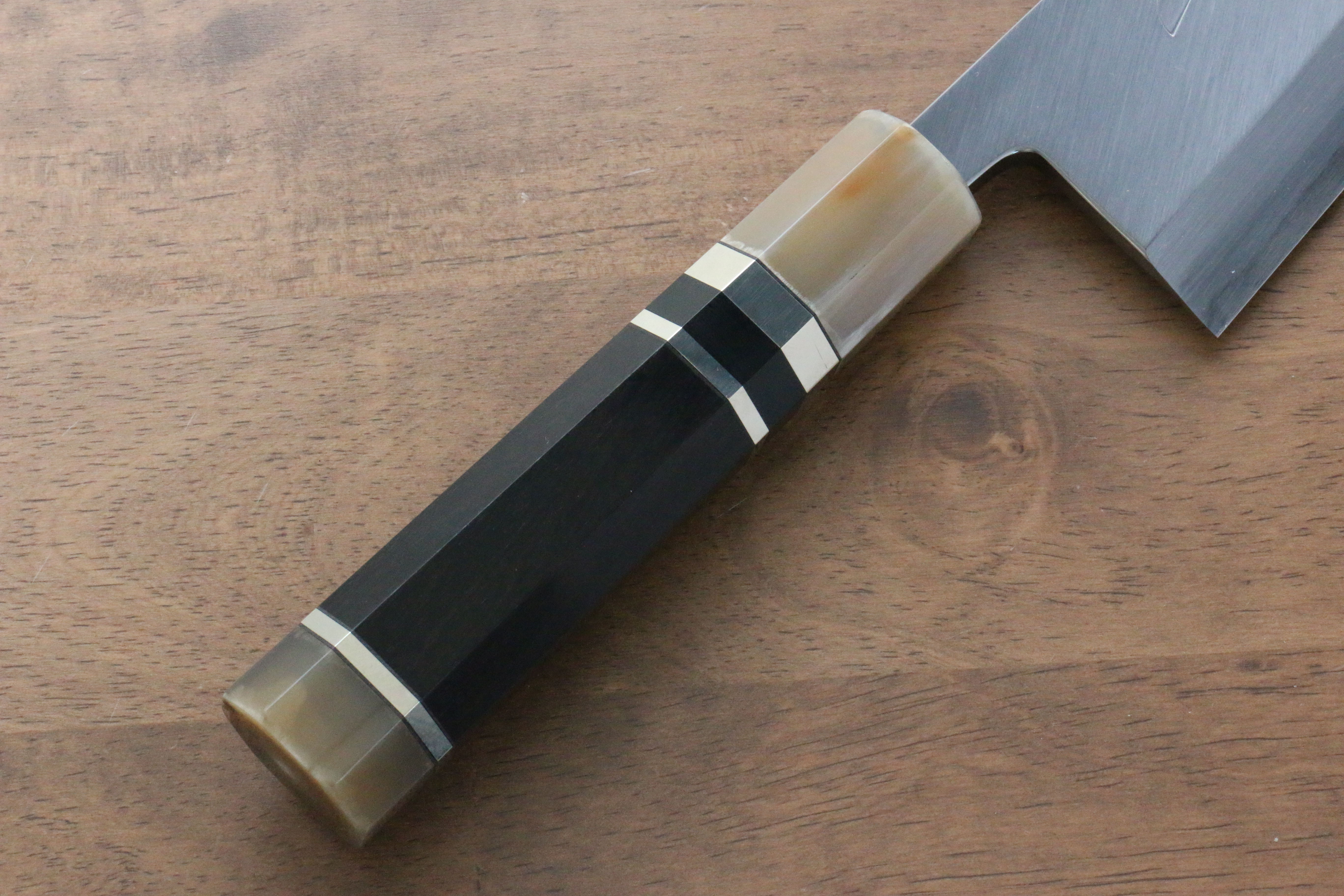 Jikko Shiko White Steel Kiritsuke Deba Knife 180mm - Ebony Wood Handle with Double Ring - Professional Japanese Kitchen Knife for Sushi, Fish Filleting & Meat Cutting
