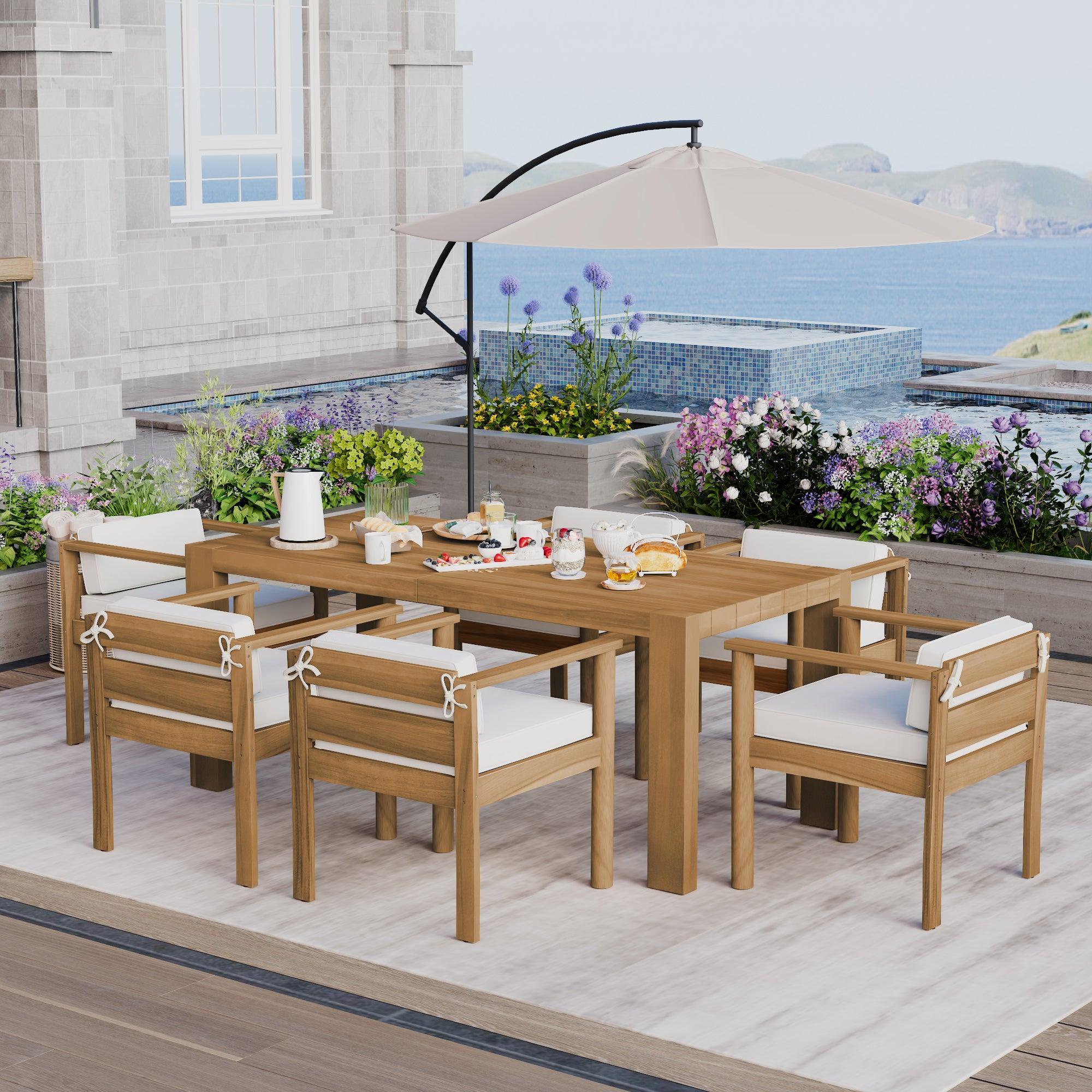 7-Piece Outdoor Patio Dining Set with 72.8