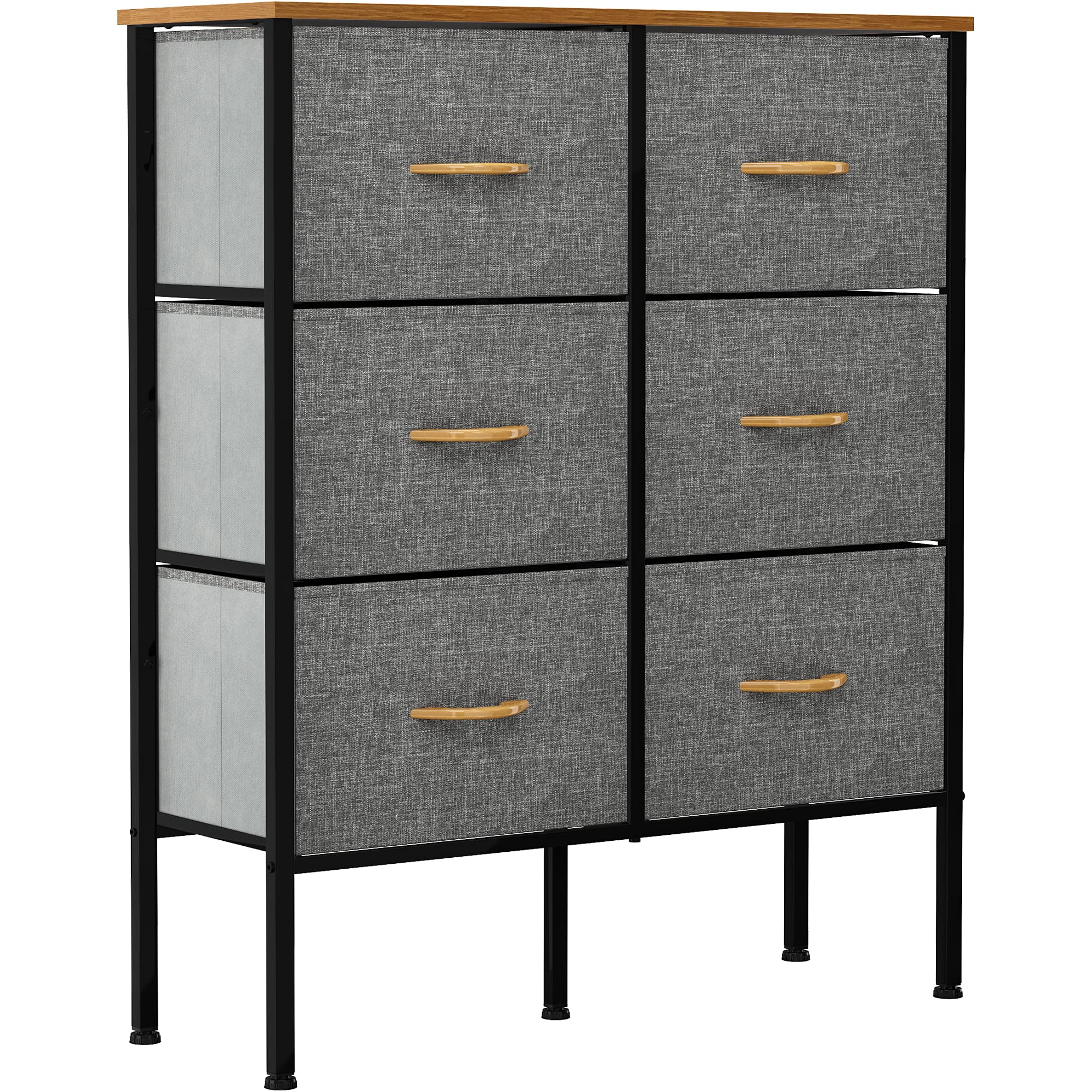 YITAHOME 6-Drawer Fabric Dresser - Sturdy Steel Frame & Wooden Top Storage Organizer for Bedroom, Living Room, Hallway, Closet & Nursery - Easy Pull Fabric Bins (Dark Grey) - Perfect for Small Space Organization & Home Decor