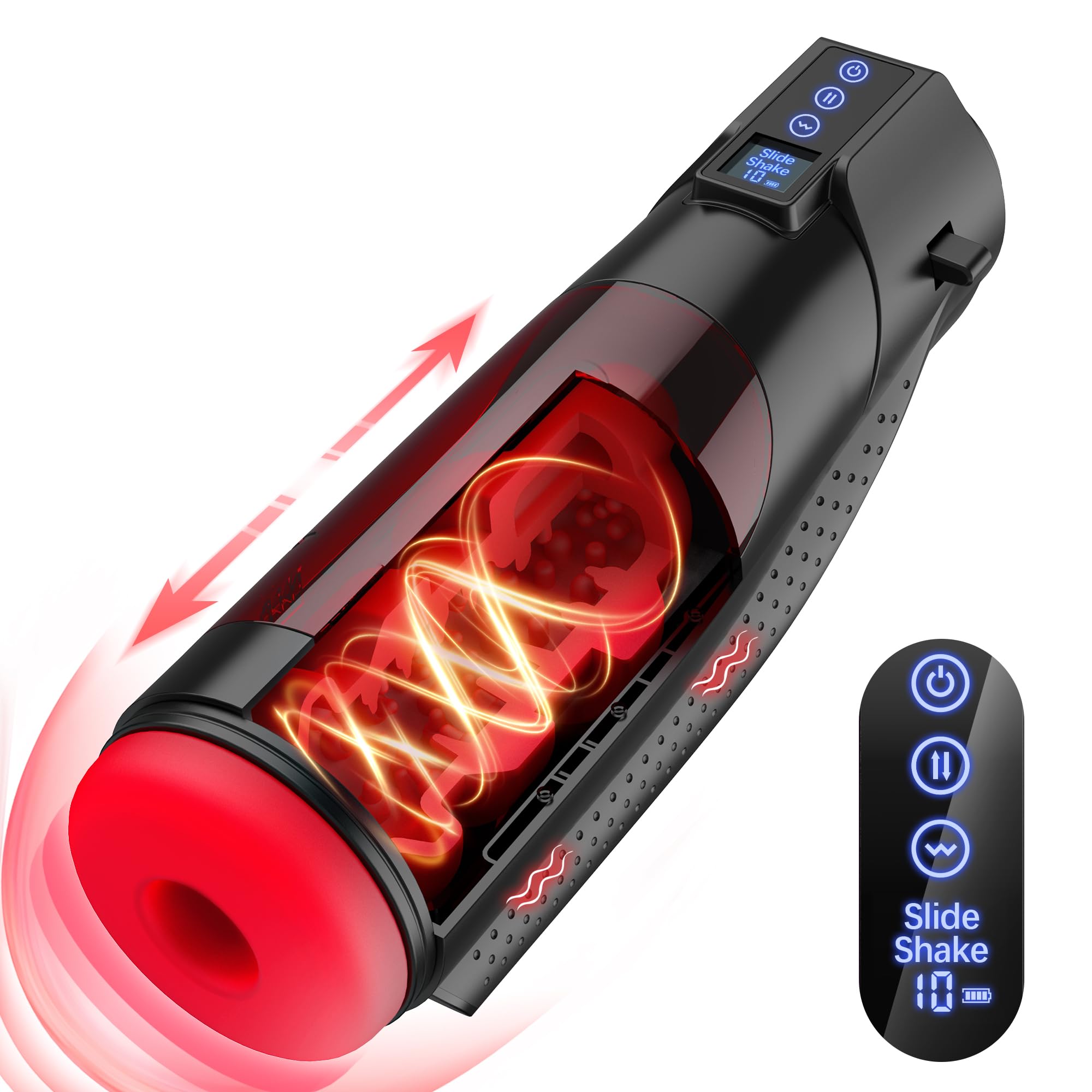 Automatic Male Masturbator - 10 Vibration Modes & 8 Thrusting Speeds with LCD Display | Realistic 3D Male Stroker | Rechargeable Adult Sex Toy for Men | Perfect for Solo Play, Couples Fun & Discreet Storage