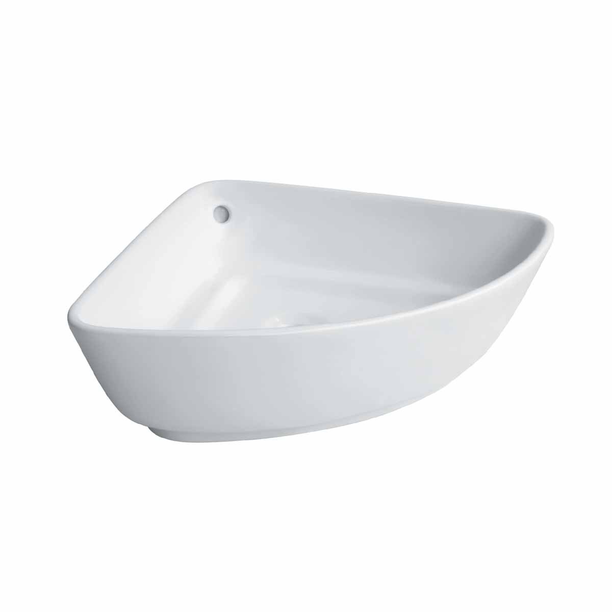 Ottawa 23.75 Inch White Ceramic Triangle Bathroom Vessel Sink with Overflow - Perfect for Modern Vanities, Powder Rooms & Small Space Bathroom Remodels