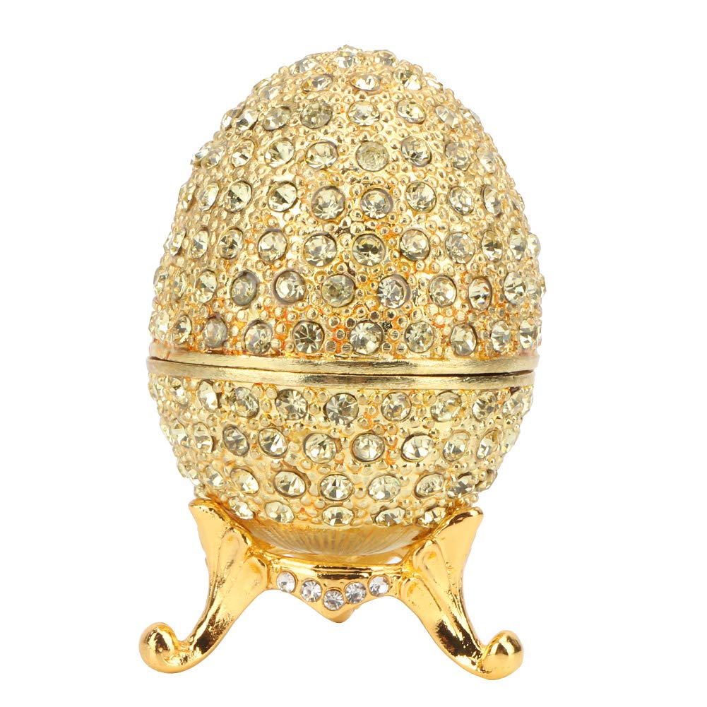 Qinlorgo Enameled Easter Egg Jewelry Box - Zinc Alloy Hand-Painted Trinket Storage for Necklaces, Earrings, Rings - Perfect for Easter Gifts, Home Decor & Jewelry Organization
