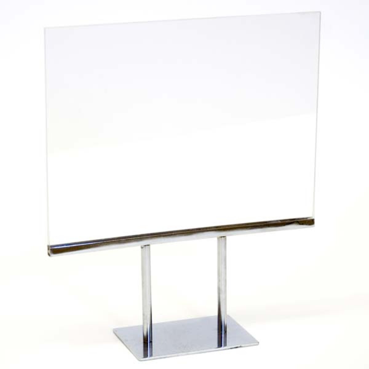 Twin Stem Acrylic Countertop Sign Holder - 11 x 8.5 Inch Horizontal Display Frame for Restaurants, Retail Stores & Events