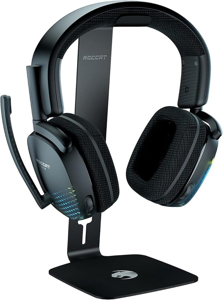 ROCCAT Premium Steel Gaming Headset Stand - Universal Headphone Holder for Wired & Wireless Headsets with Non-Slip Rubber Base - Perfect for PC Gaming Setup, Home Office & Streamer Desk Organization