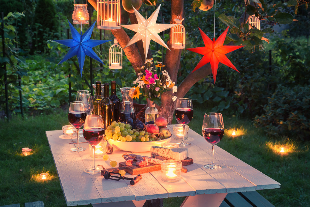 4th of July Patriotic Star Lanterns - 3 Pack Weatherproof Hanging Decorations (Red, White & Blue) - Perfect for Outdoor Parties, Backyard BBQs & Independence Day Celebrations