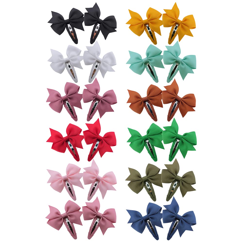 24 PCS Pinwheel Snap Hair Clips for Baby Girls & Toddlers - Cute Tiny Hair Bows for Infants & Kids - Perfect for Parties, Holidays & Everyday Outfits