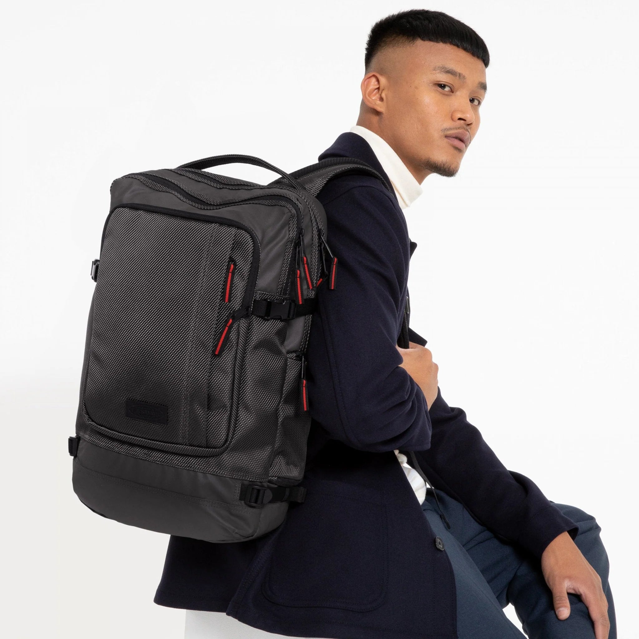 Eastpak Tecum L CNNCT Backpack - Lightweight Laptop Backpack for Work & Travel, Durable Water-Resistant Material, Accent Grey - Perfect for Commuting, College & Outdoor Adventures