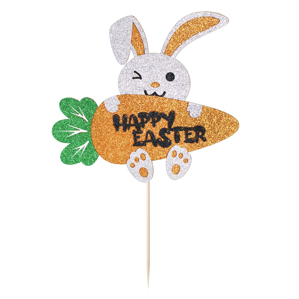Little Bunny Cake Topper - Happy Easter Cake Decorations for Boys & Girls - Easter Party Cake Decorating Supplies - Perfect for Easter Cakes, Cupcakes, and Dessert Table Displays