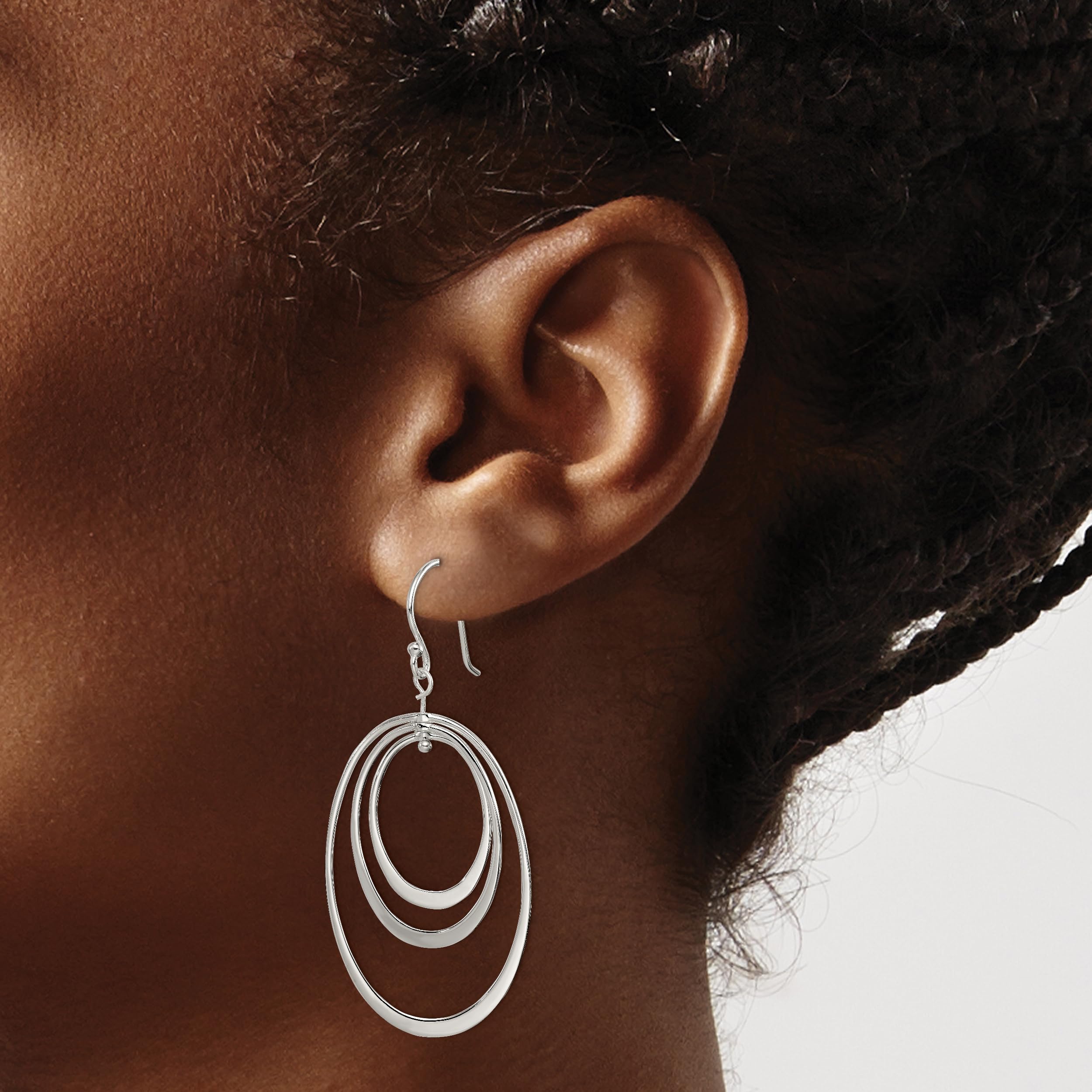925 Sterling Silver Triple Oval Drop Dangle Earrings for Women - Elegant Hypoallergenic Jewelry Gift for Wedding, Party & Everyday Wear
