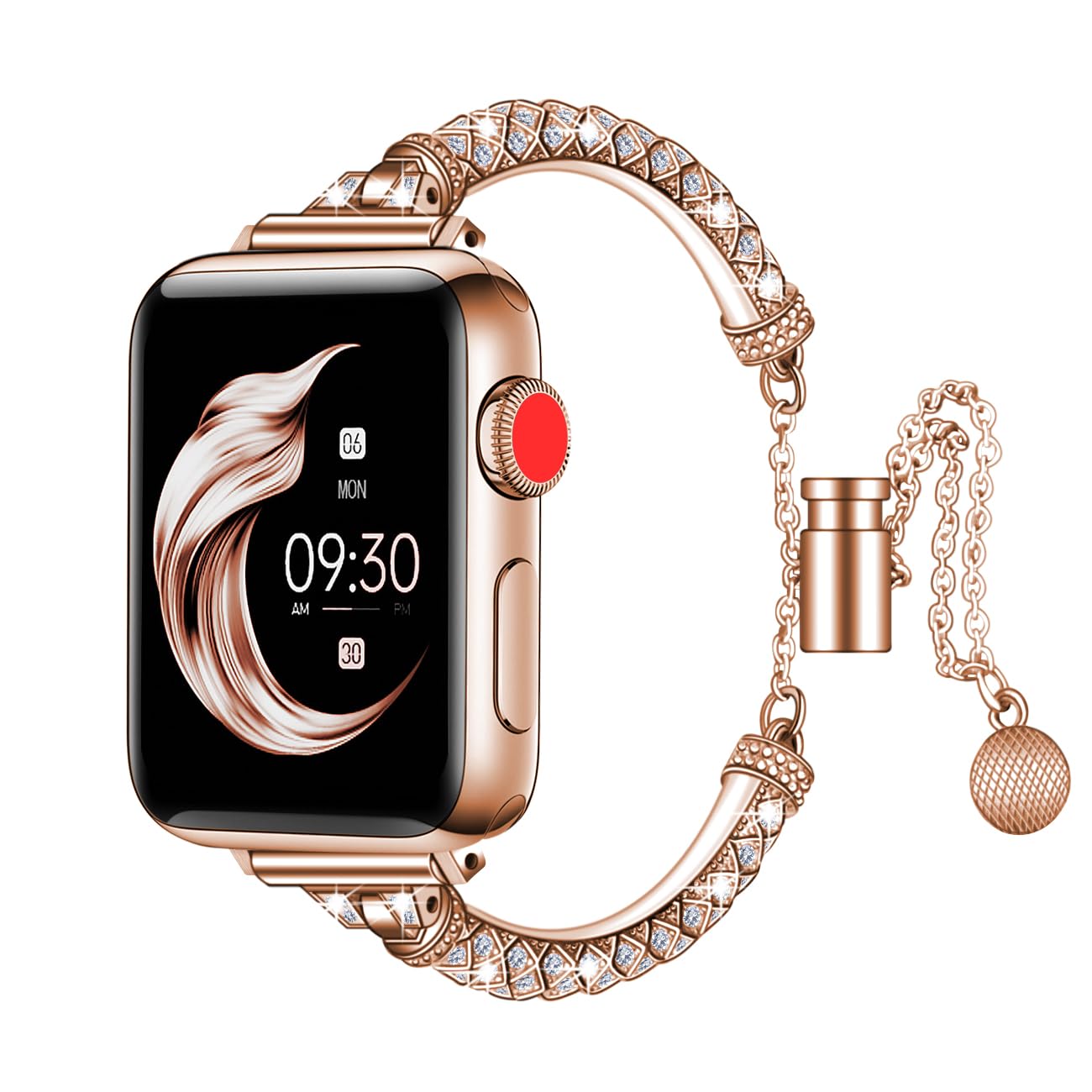 Stainless Steel Apple Watch Band for Women - Bling Diamond Rhinestone Link Bracelet Compatible with Series 9/8/SE/7/6/5/4/3/Ultra 2/1 (38mm 40mm 41mm 42mm 44mm 45mm 49mm) - Perfect for Work, Parties & Everyday Wear