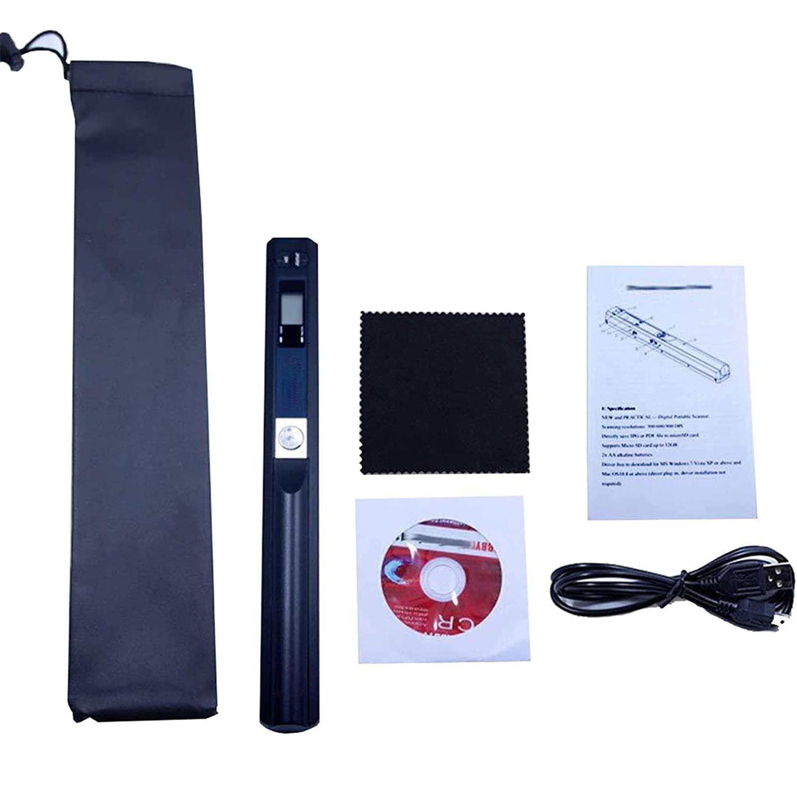 Portable Handheld Document Scanner - 900DPI High Resolution, A4 Size, LCD Display, JPG/PDF Formats, Battery Powered for Business Receipts & Books | Perfect for Office, Travel & Home Organization (Black)