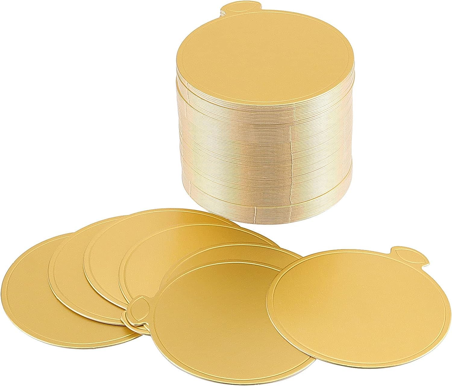 100 Pcs 3.5 Inch Mini Round Gold Cake Boards - Food Grade Greaseproof Disposable Cardboard Cake Bases for Mousse, Cupcakes & Desserts - Perfect for Baking, Party Decorations & Professional Pastry Use
