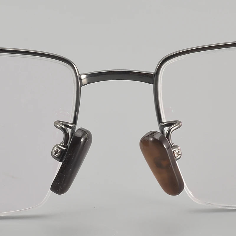 Aror Men's Full Rim Square Titanium Horn Temple Eyeglasses - Lightweight Durable Frames for Work, Reading & Everyday Wear - Model 400115