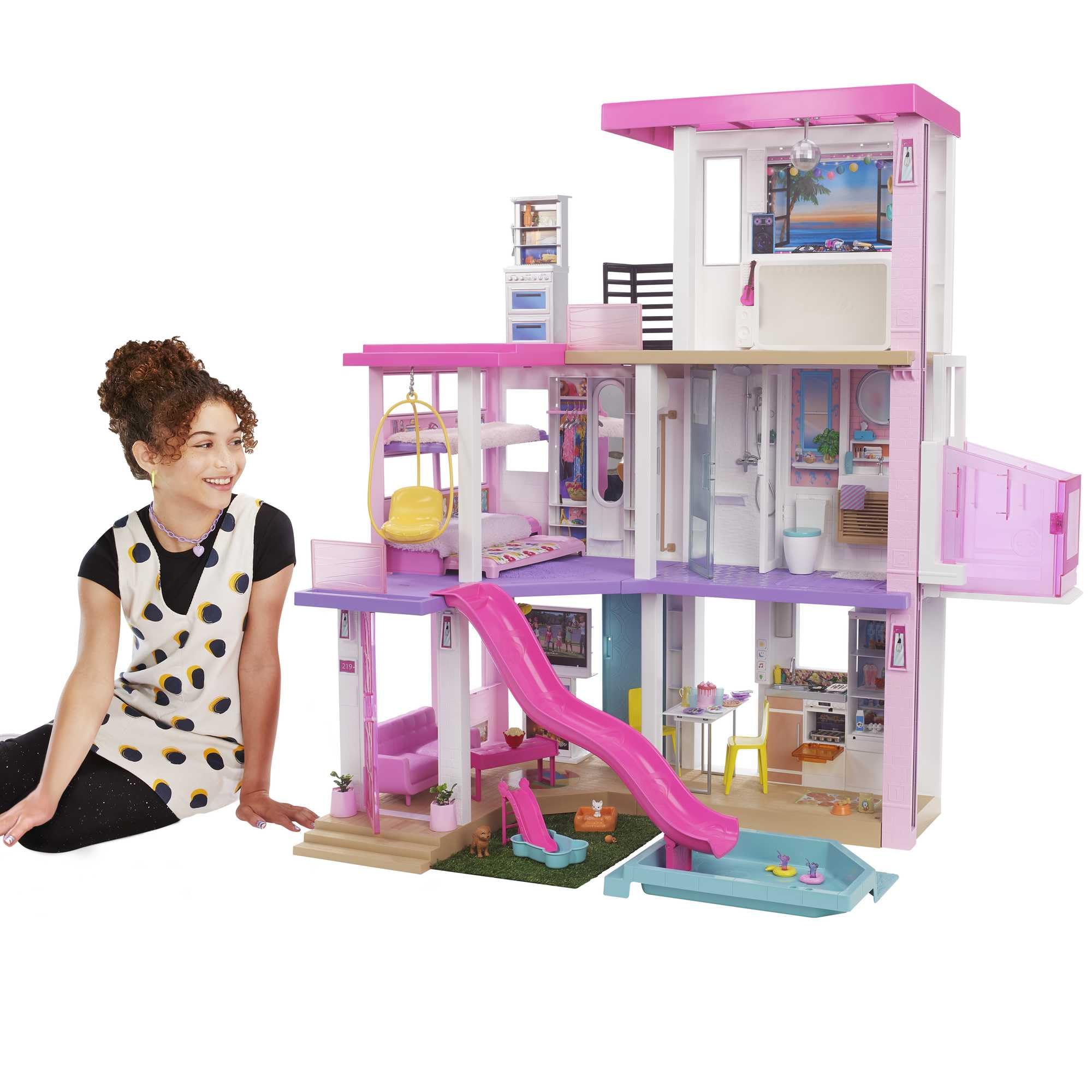 Barbie DreamHouse Dollhouse Playset with 75+ Furniture & Accessories - 10 Interactive Play Areas, Lights & Sounds, Wheelchair-Accessible Elevator - Amazon Exclusive Toy for Girls Ages 3+ | Perfect for Imaginative Play, Birthday Gifts & Pretend House Adventures