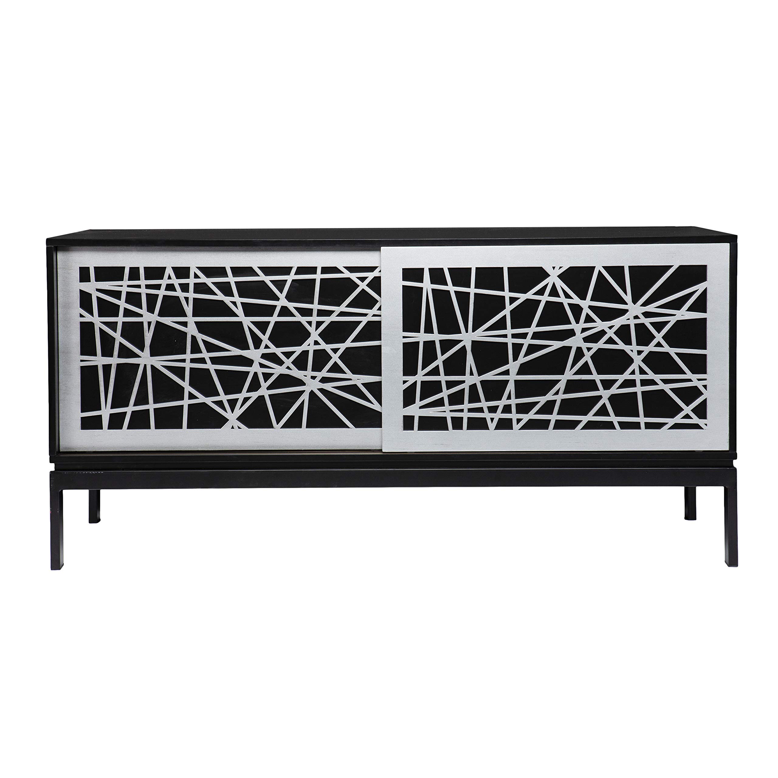 SEI Furniture Arminta Modern Media Cabinet - Black & Silver Finish for Living Room, Bedroom & Home Theater Storage