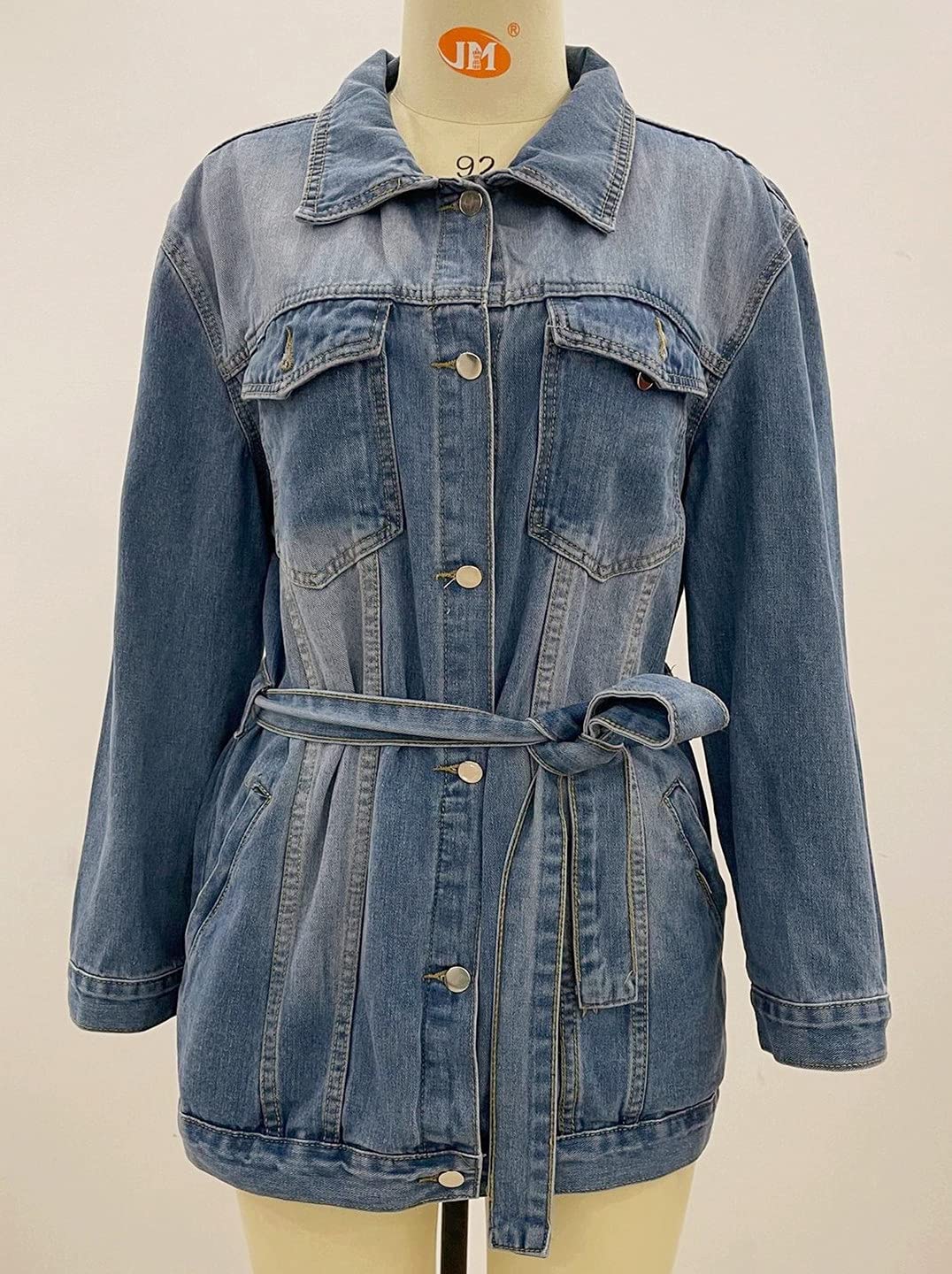 Cresay Women's Long Boyfriend Denim Jacket - Vintage Distressed Jean Coat for Casual Outfits & Streetwear Fashion | Perfect for Layering, Date Nights & Fall Season