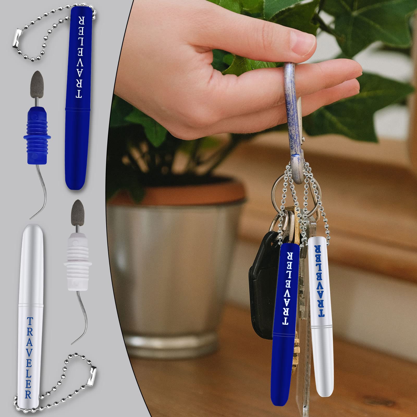 BLMHTWO 2-Piece Travel Dental Kit - Plaque Remover with Keychain & Case for On-the-Go Oral Care