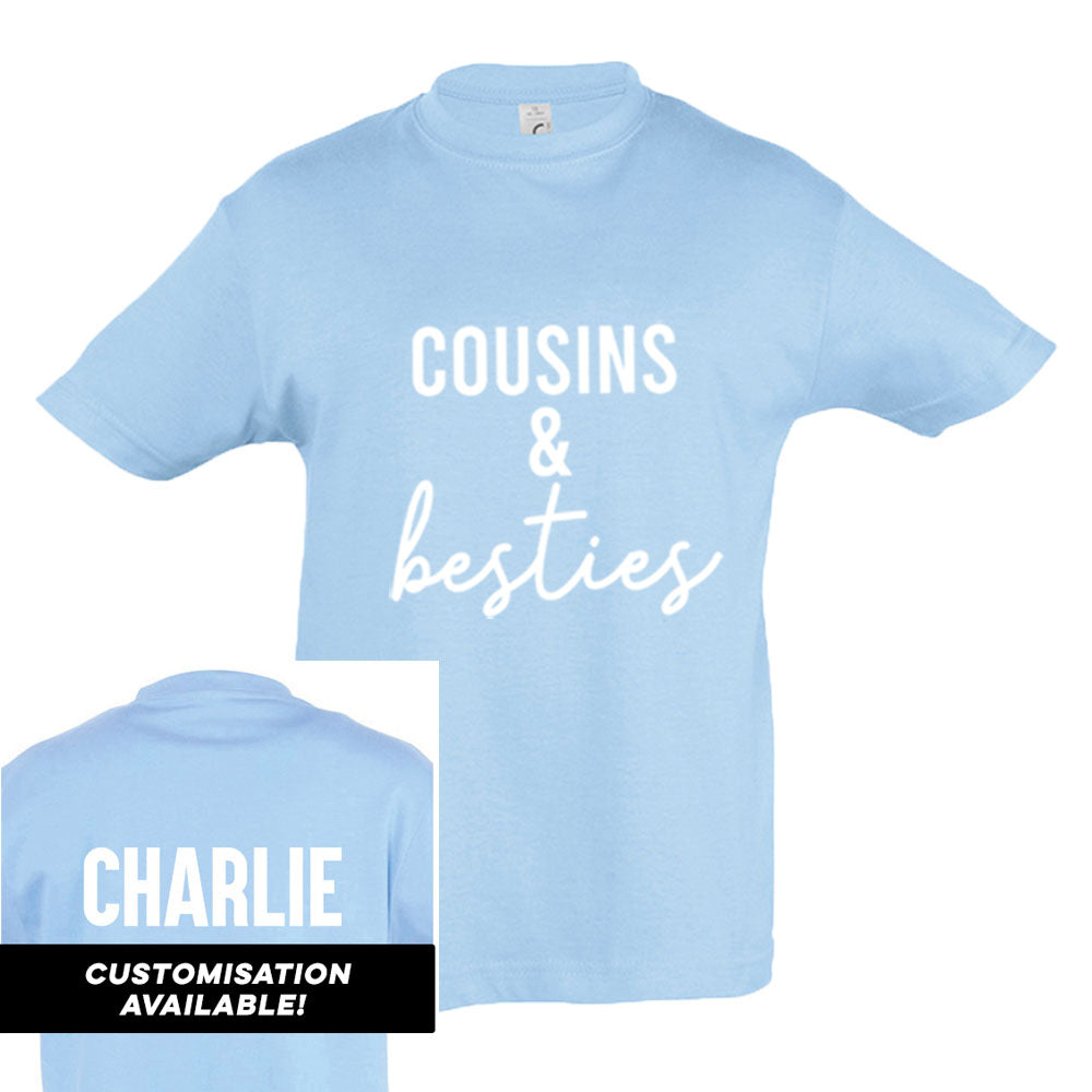 Cousins & Besties Matching Sky Blue T-Shirts (MRK X) - Perfect for Family Reunions, Best Friend Outfits & Matching Couple Looks