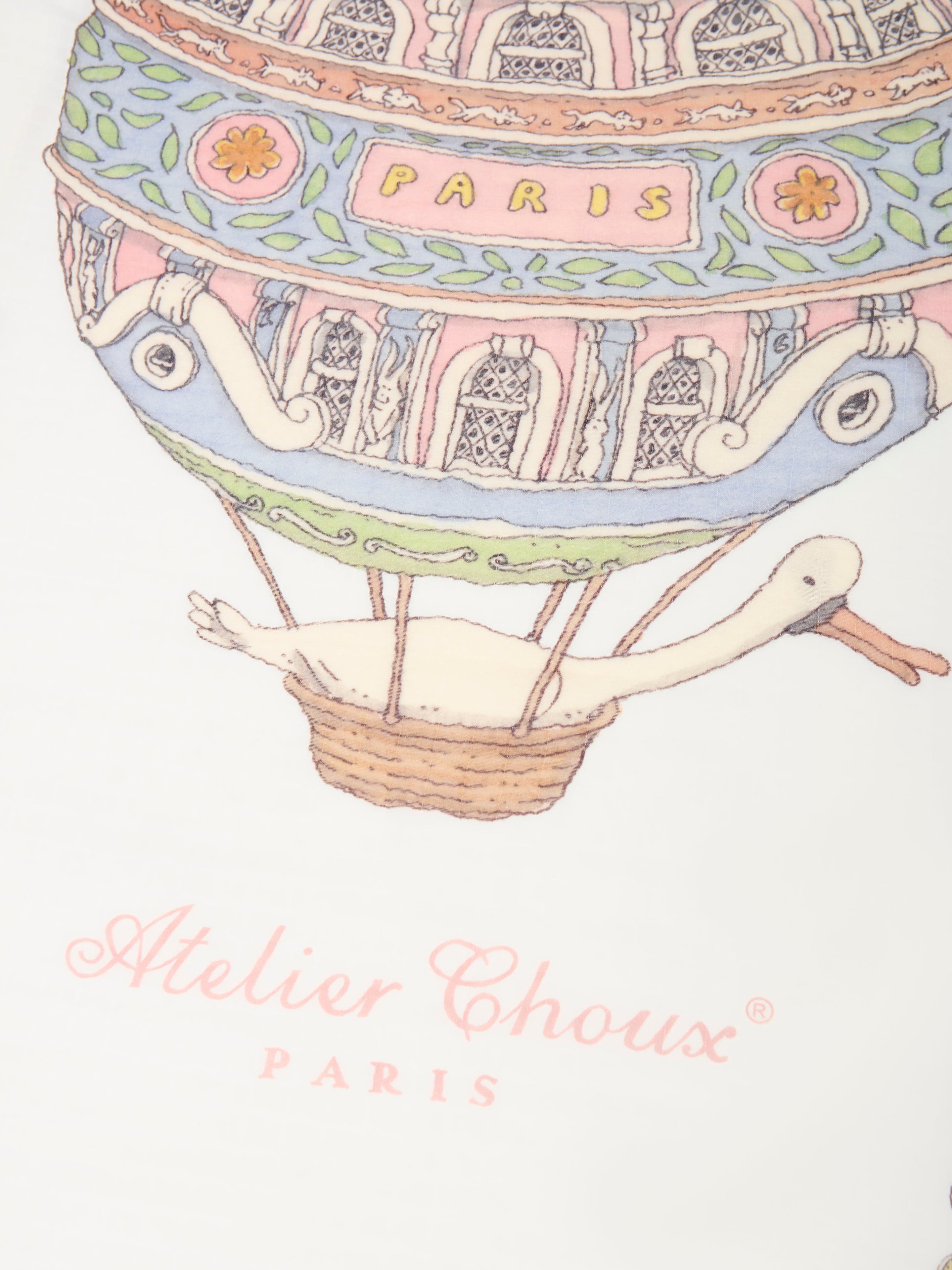 Atelier Choux Baby Grand Carré Hot Air Balloons White Blanket - 200cm x 200cm Premium Organic Cotton Swaddle for Newborns & Toddlers - Perfect for Nursery, Stroller, Photo Shoots & Baby Showers