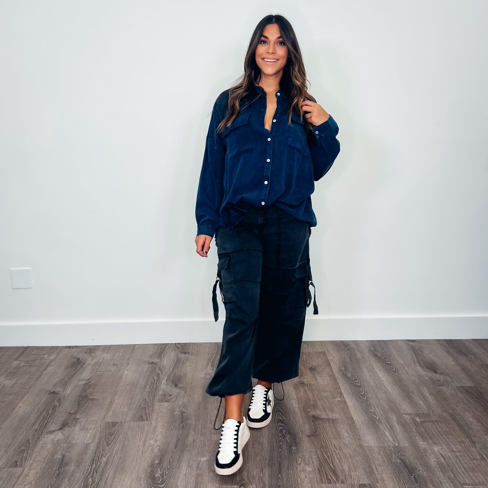 Stylish West Darling Tencel Parachute Pants in Noir - Perfect for Casual Outings, Streetwear Fashion & Boho Chic Looks