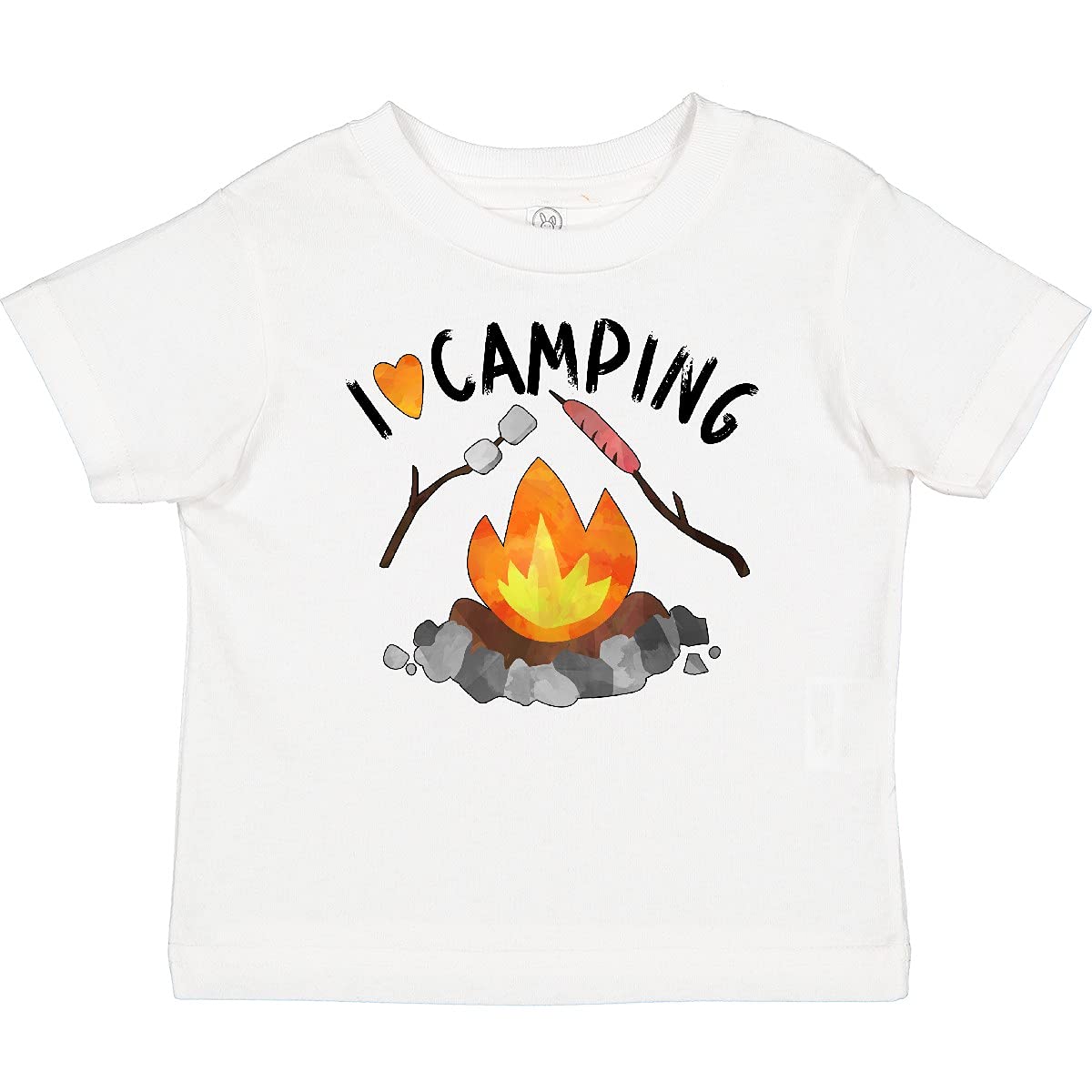 Inktastic I Love Camping Baby T-Shirt - Cute Campfire, Hot Dog & Marshmallows Design - Soft Cotton Tee for Toddlers & Infants - Perfect for Outdoor Adventures, Family Trips & Camping Photos