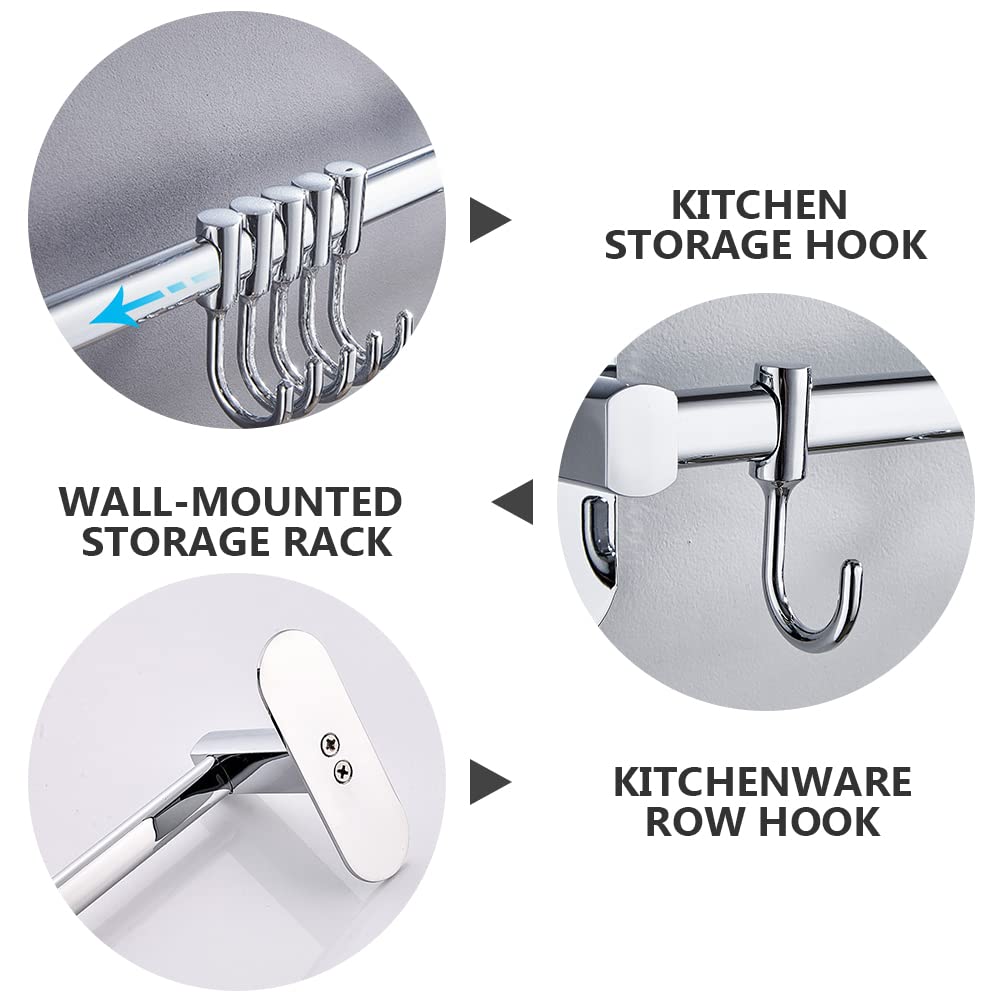 LIOOBO 1-Pack Wall Mounted Hooks for Kitchen Storage - Heavy Duty Stainless Steel Hanging Hooks for Organizing Utensils, Towels, Pots & Pans - Perfect for Home, Office, Dorm Room Organization