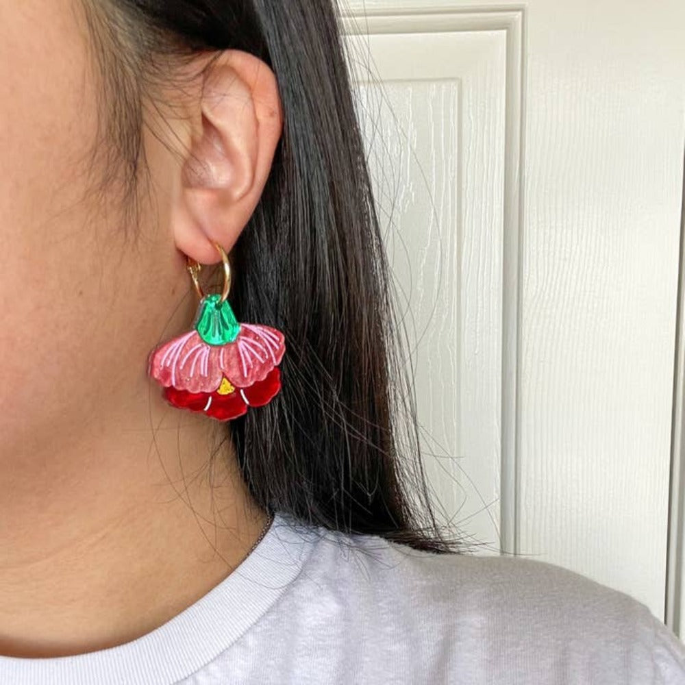 Handmade Carnation Acrylic Dangle Earrings for Women - Lightweight Fashion Jewelry for Party, Wedding & Everyday Wear