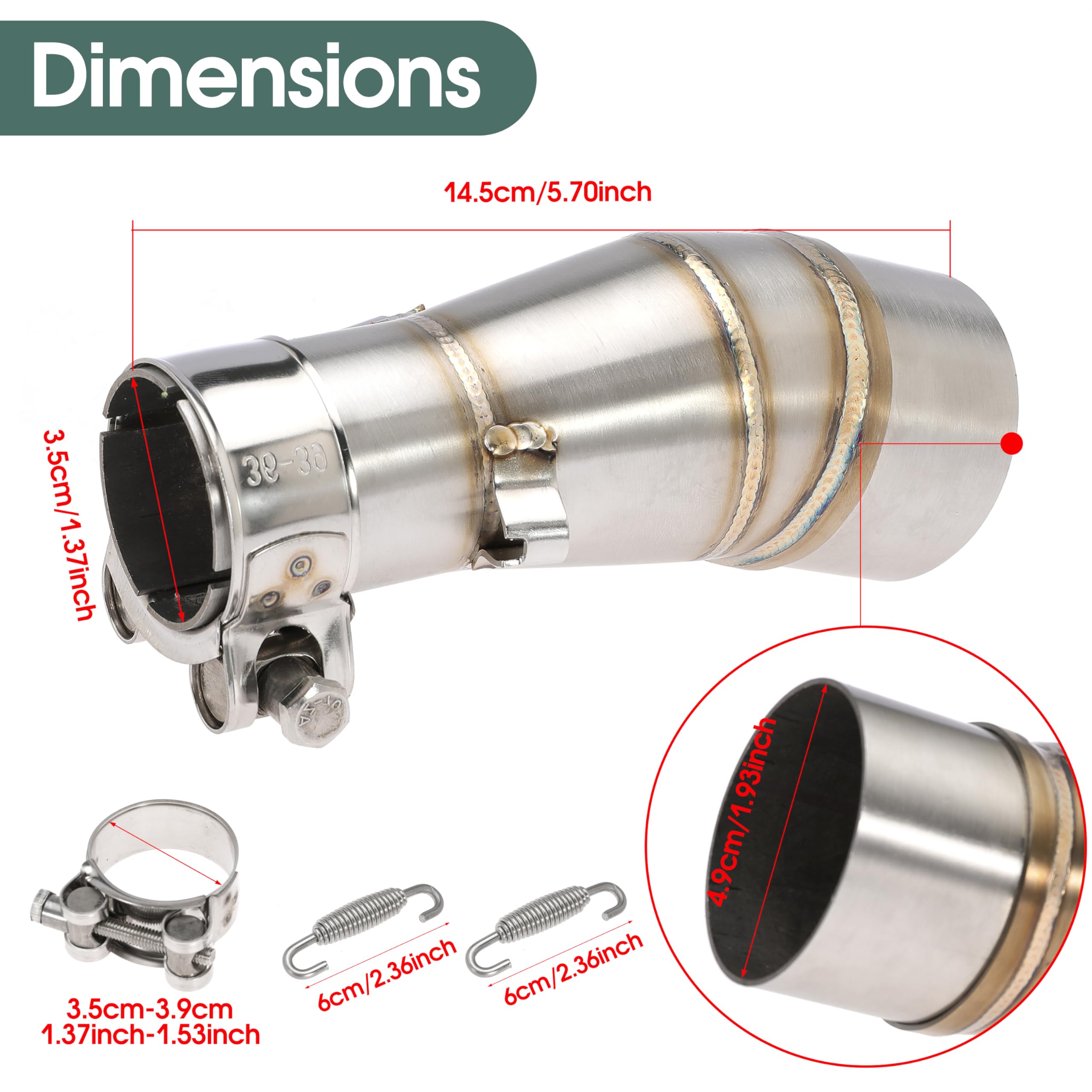 Kawasaki Ninja 250 300 Z250 Z300 Motorcycle Exhaust Mid Pipe Muffler (2008-2017) - High Performance Replacement Part for Enhanced Sound & Power - Perfect for Street Riding & Racing Upgrades