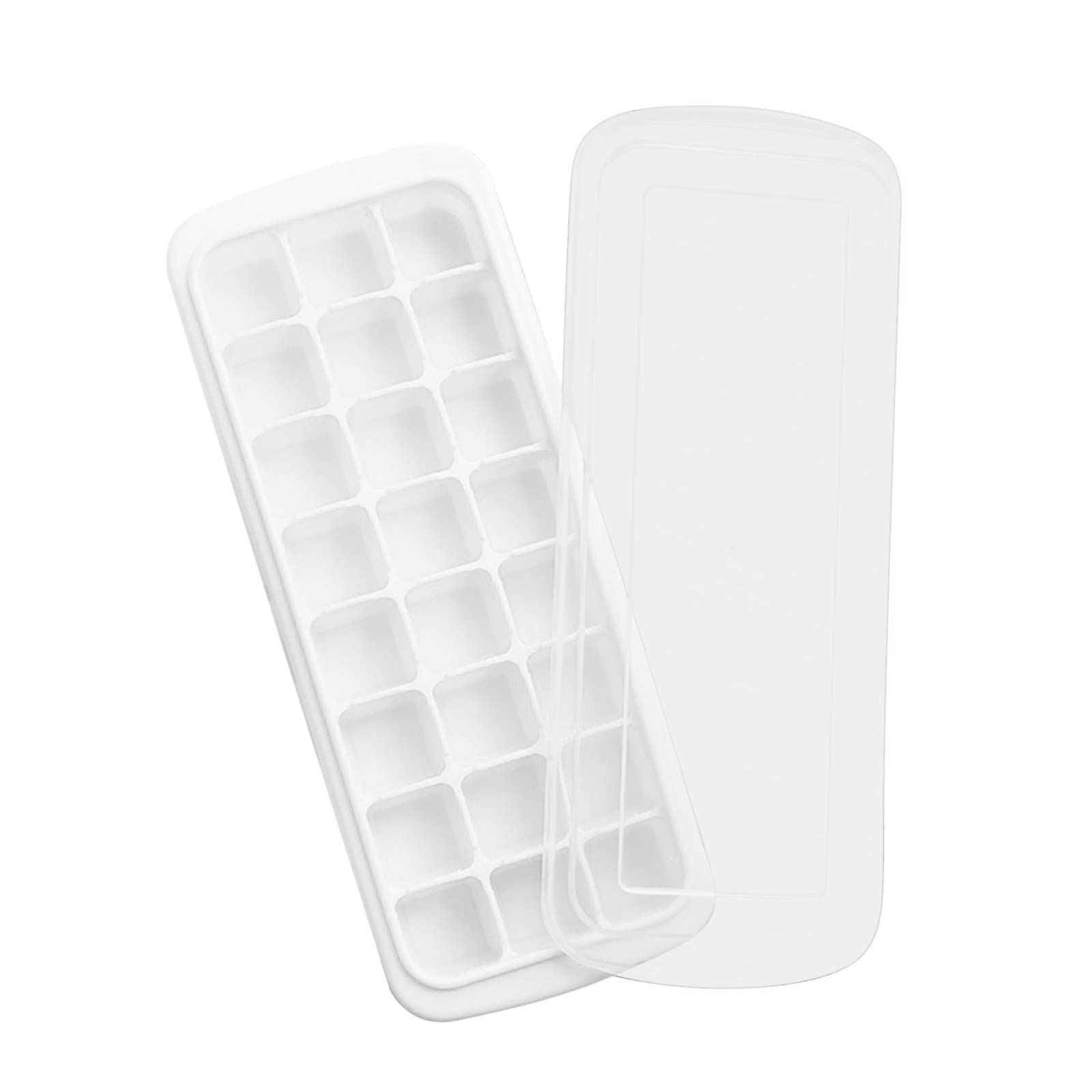 24-Cube Silicone Ice Tray with Removable Lid - BPA Free, Dishwasher Safe, Stackable Freezer Tray for Cocktails, Whiskey, Juice & Jelly - Perfect for Home Bars, Parties & Beverage Storage (White)