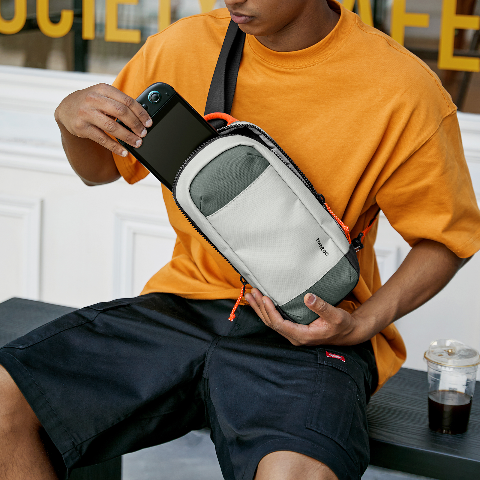 GameOn G49 Nintendo Switch 2 Sling Bag - Compact & Water-Resistant Carrying Case for Switch Console & Accessories - Perfect for Travel, Commuting & Gaming On-The-Go
