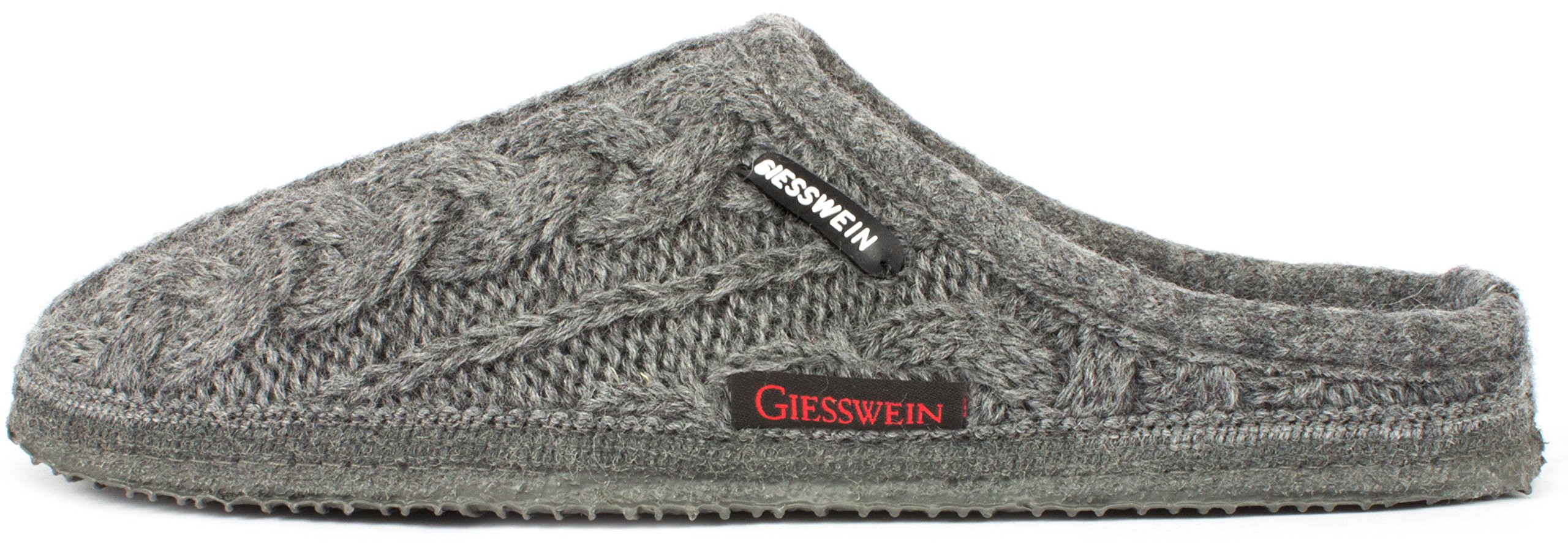 Giesswein Men's Breathable Open Back Slippers - Lightweight House Shoes for Indoor & Outdoor Use - Grey Schiefer 017 - Size 6 US - Perfect for Lounging, Yoga, and Quick Errands