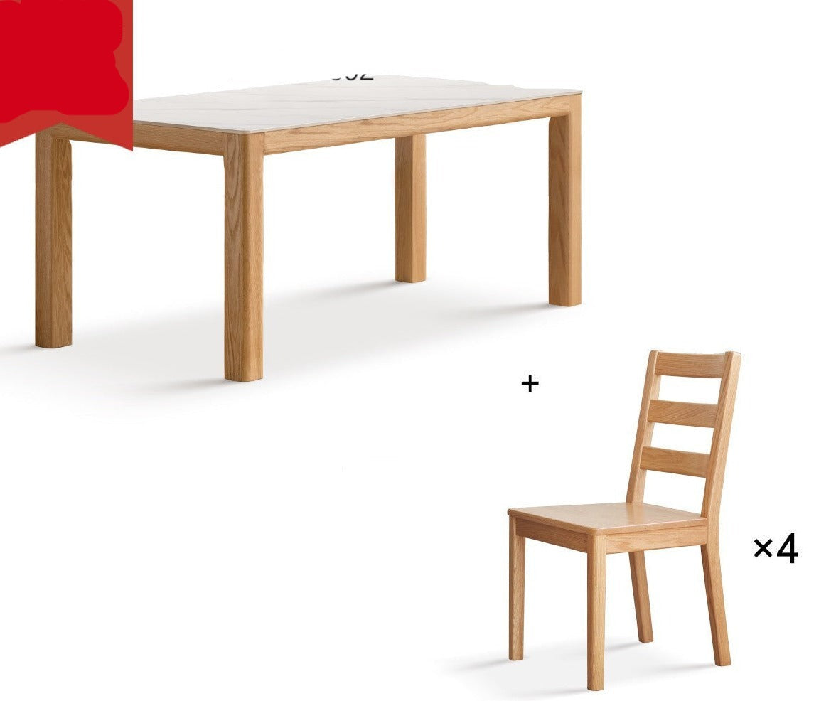 Solid Oak Wood Dining Table - Simple Modern Design for Kitchen, Dining Room & Small Spaces