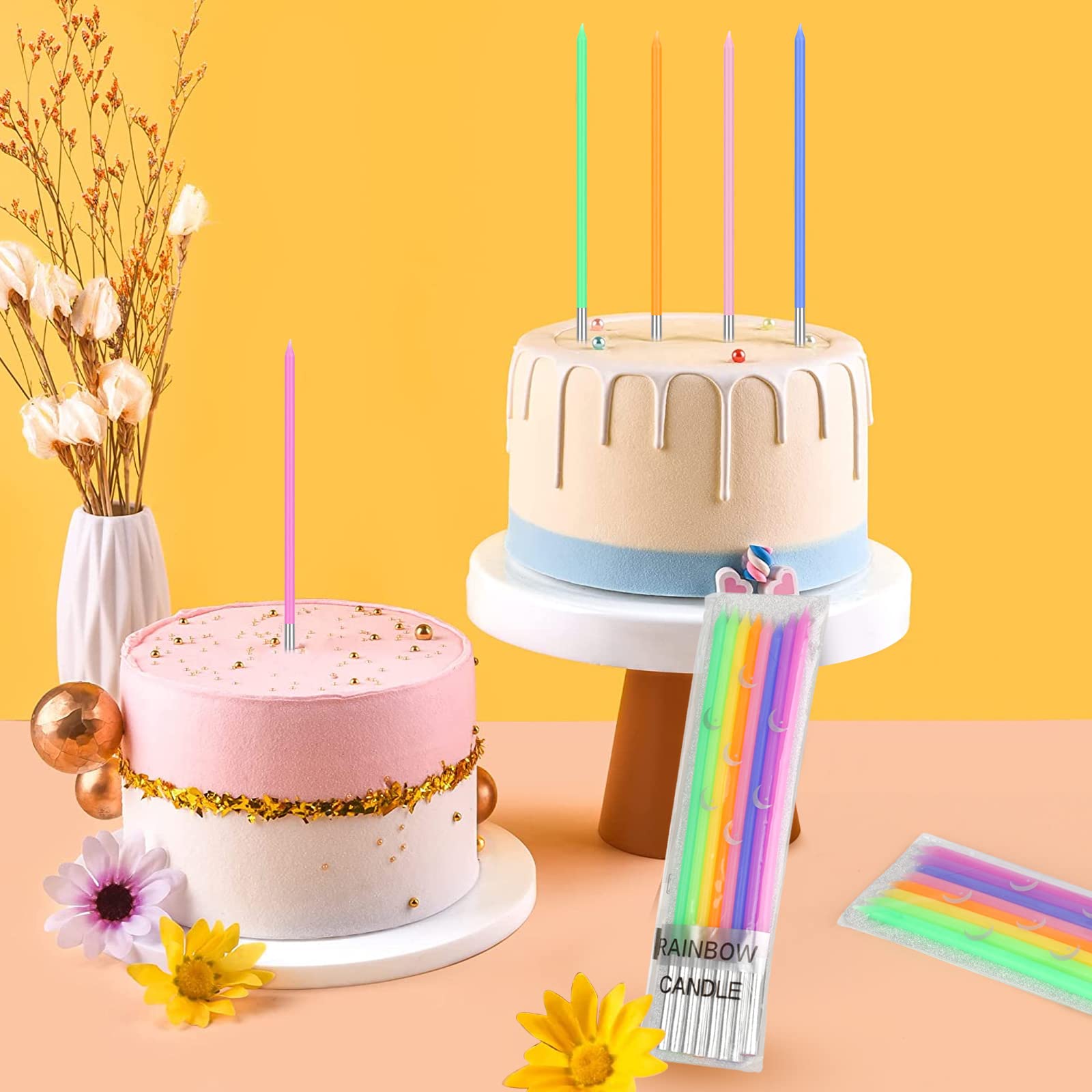 16Pcs Pastel Cake Candles for Wedding & Birthday Parties