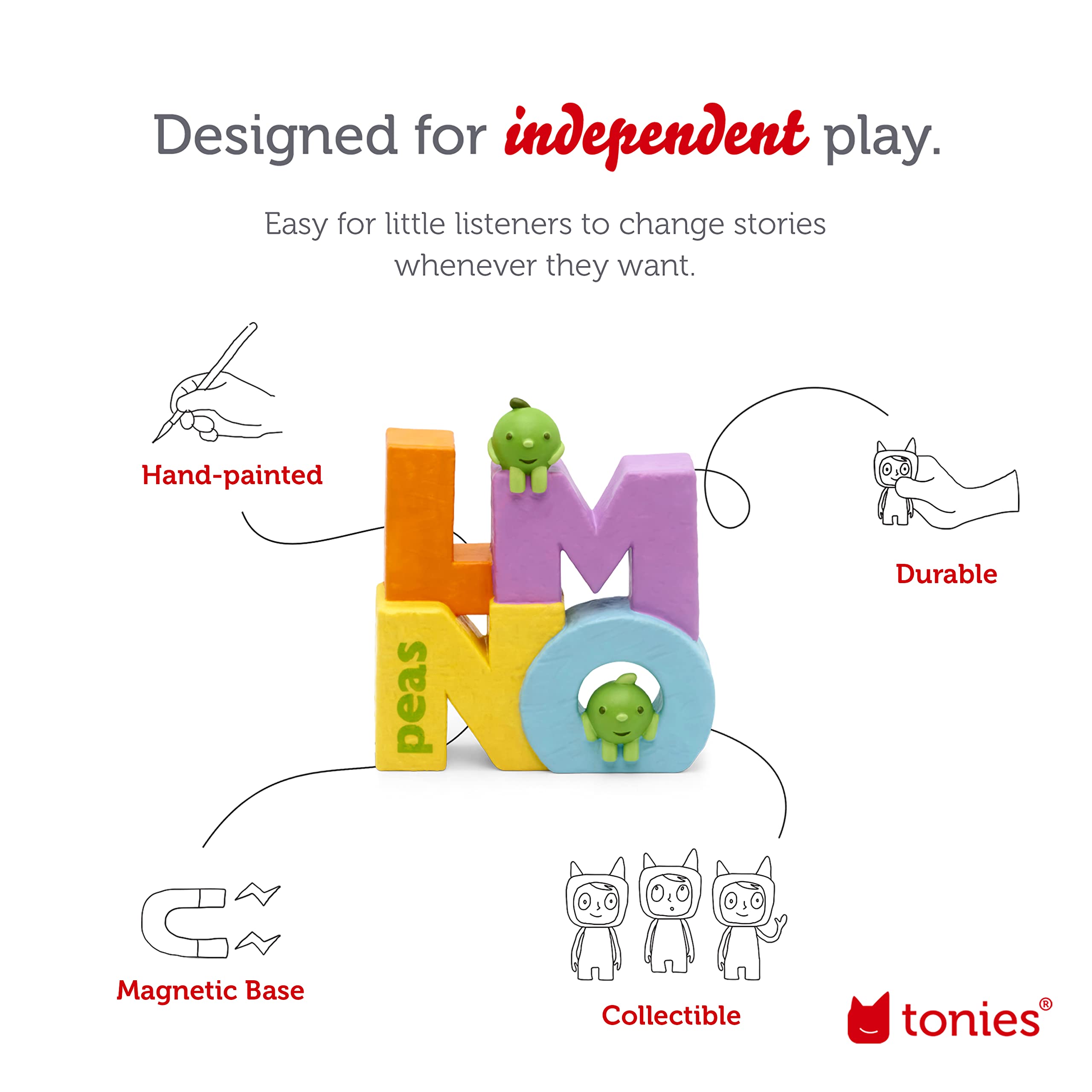 Tonies LMNO Peas Interactive Audio Learning Toy Figurine for Kids – Fun Educational Playtime & Storytelling at Home or School