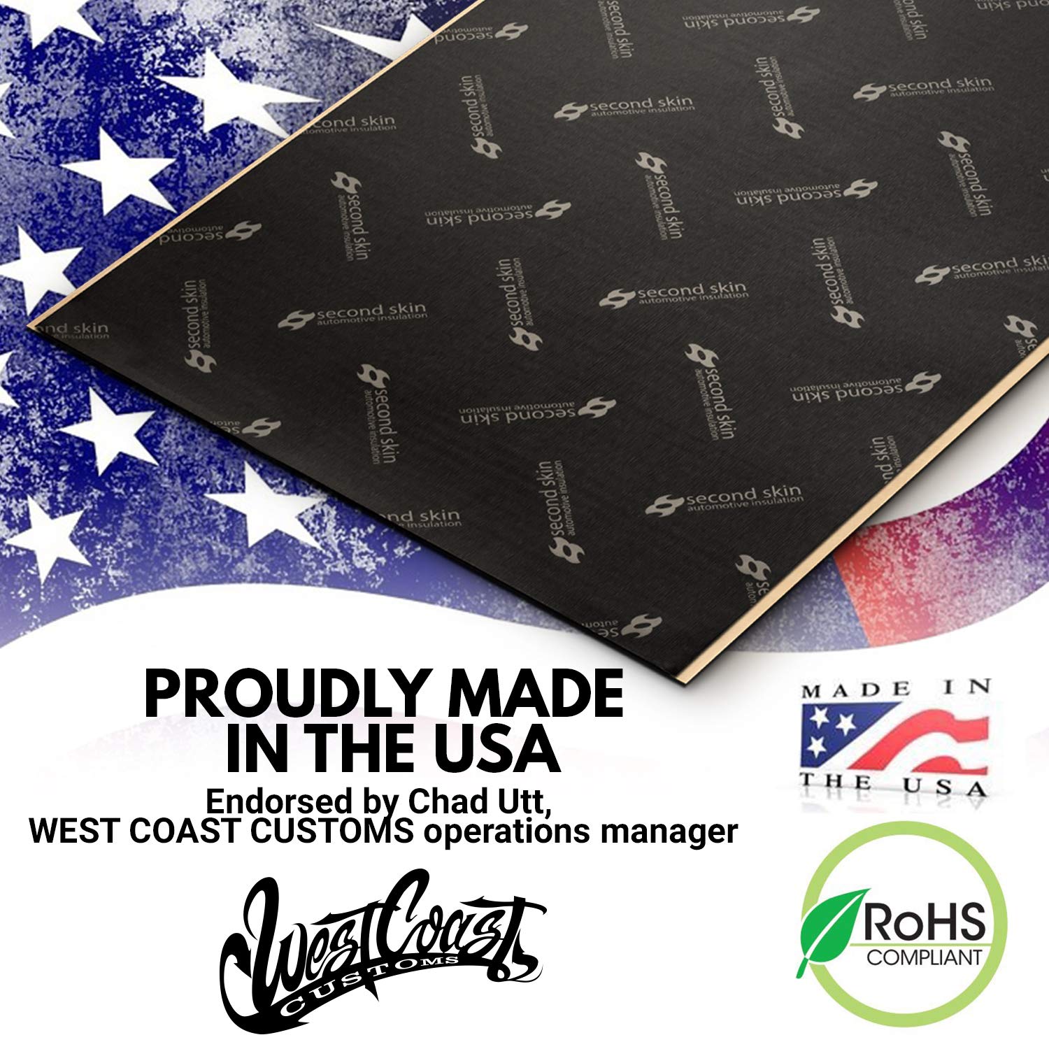 Second Skin Audio Damplifier Premium Automotive Sound Deadening Mat – Butyl Rubber Car Sound Deadener - Noise & Heat Insulation - Made in USA (40 Sq Ft) - Perfect for Car Doors, Floor & Trunk Noise Reduction