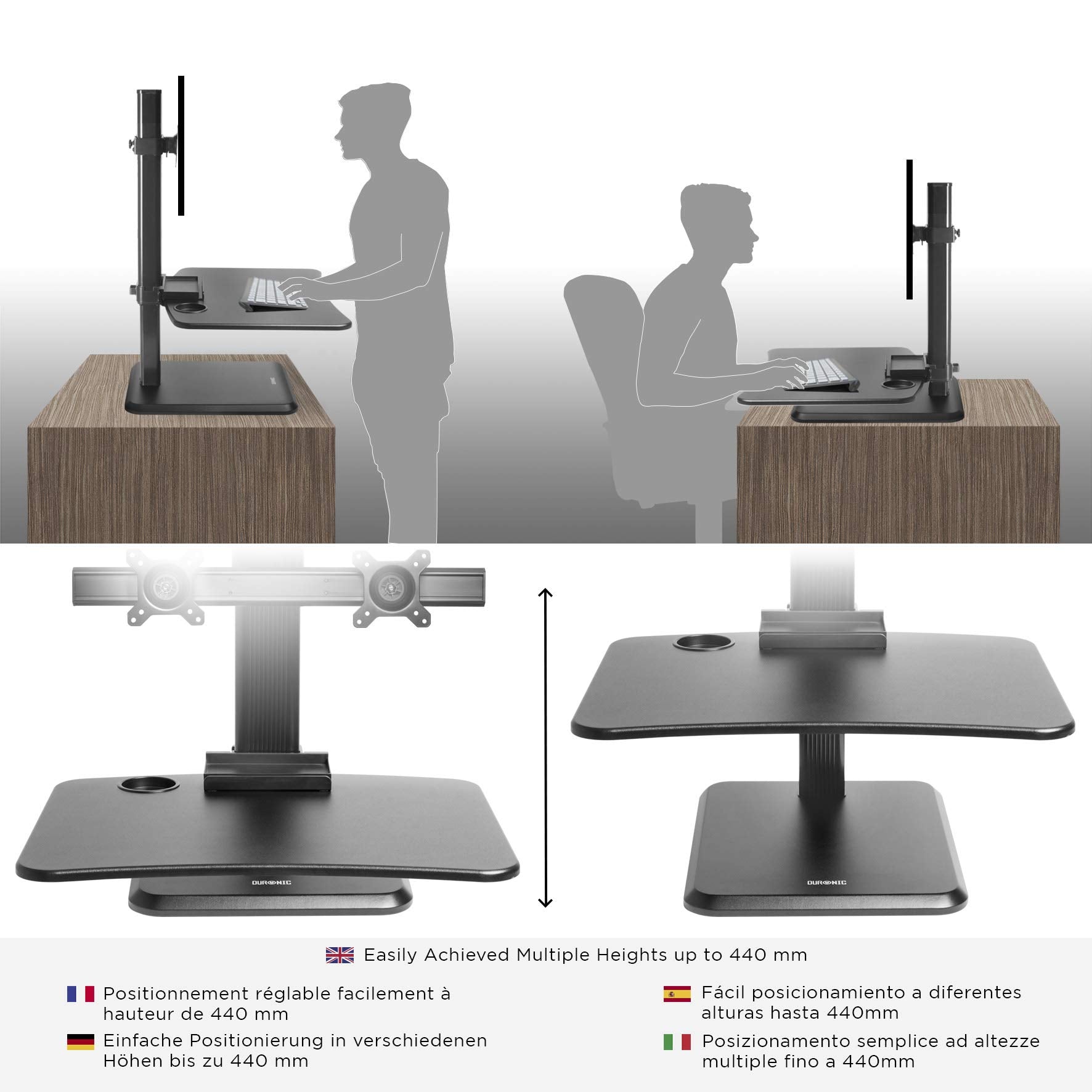 Duronic DM05D15 Height Adjustable Standing Desk Converter - 25.6