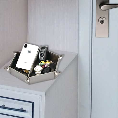 Valet Tray Organizer - Gold Jewelry & Watch Storage Tray for Dresser or Nightstand - Perfect for Phone, Keys, Wallet & Glasses - Stylish Catchall for Men & Women - Home & Office Organization Solution