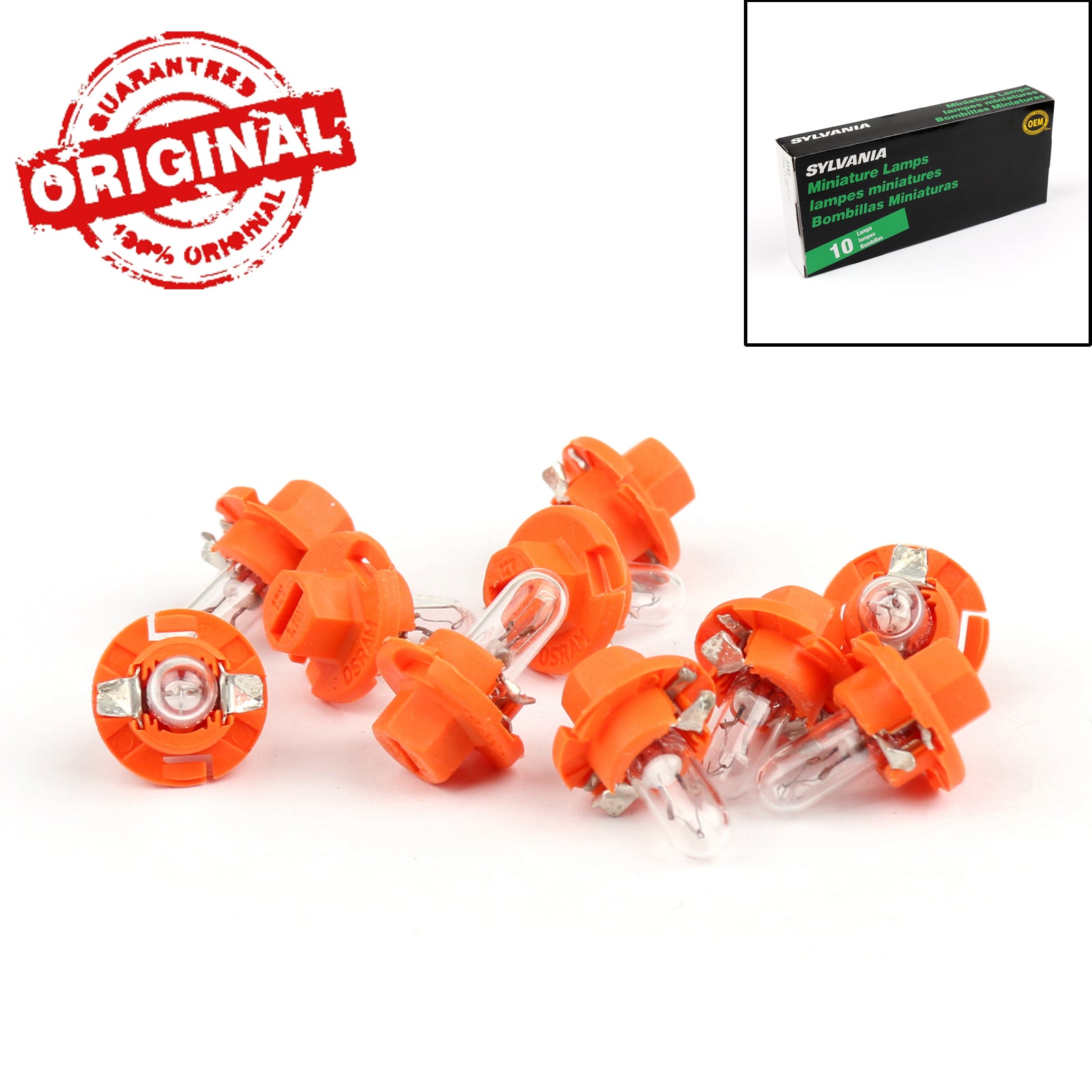 10pcs Sylvania OSRAM 2473MFX6 12V 1.1W BX8.4d Miniature Signal Bulbs - Perfect for Automotive Dashboard Lights, Instrument Panels & Electronic Devices