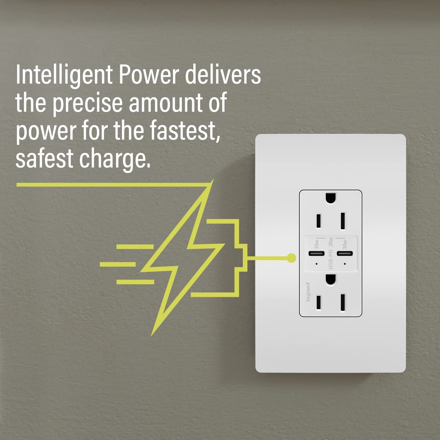 Legrand Adorne 20A Tamper-Resistant Ultra-Fast USB-C Power Outlet with Power Delivery - 4-Pack White (ARTRUSB20PD30W4-4PK) - Perfect for Home Offices, Kitchens & Smart Device Charging