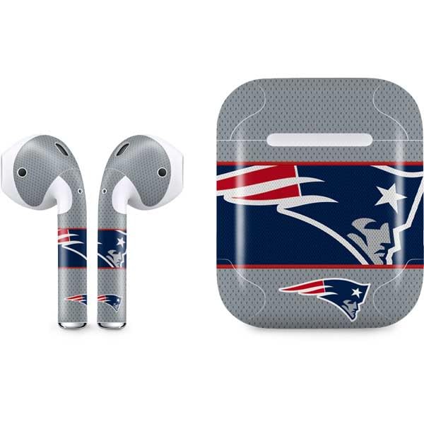 Officially Licensed NFL New England Patriots Zone Block Design Skin for Apple AirPods - Protective Vinyl Decal Sticker | Perfect for Sports Fans, Game Days & Showing Team Spirit