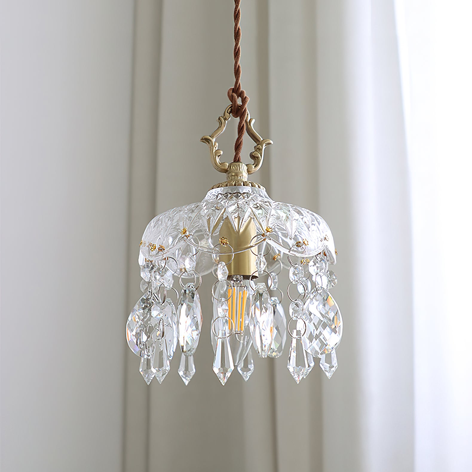 Crystal Haba Pendant Lamp - Modern Glass Ceiling Light Fixture for Dining Room, Kitchen, Living Room & Bedroom Decor