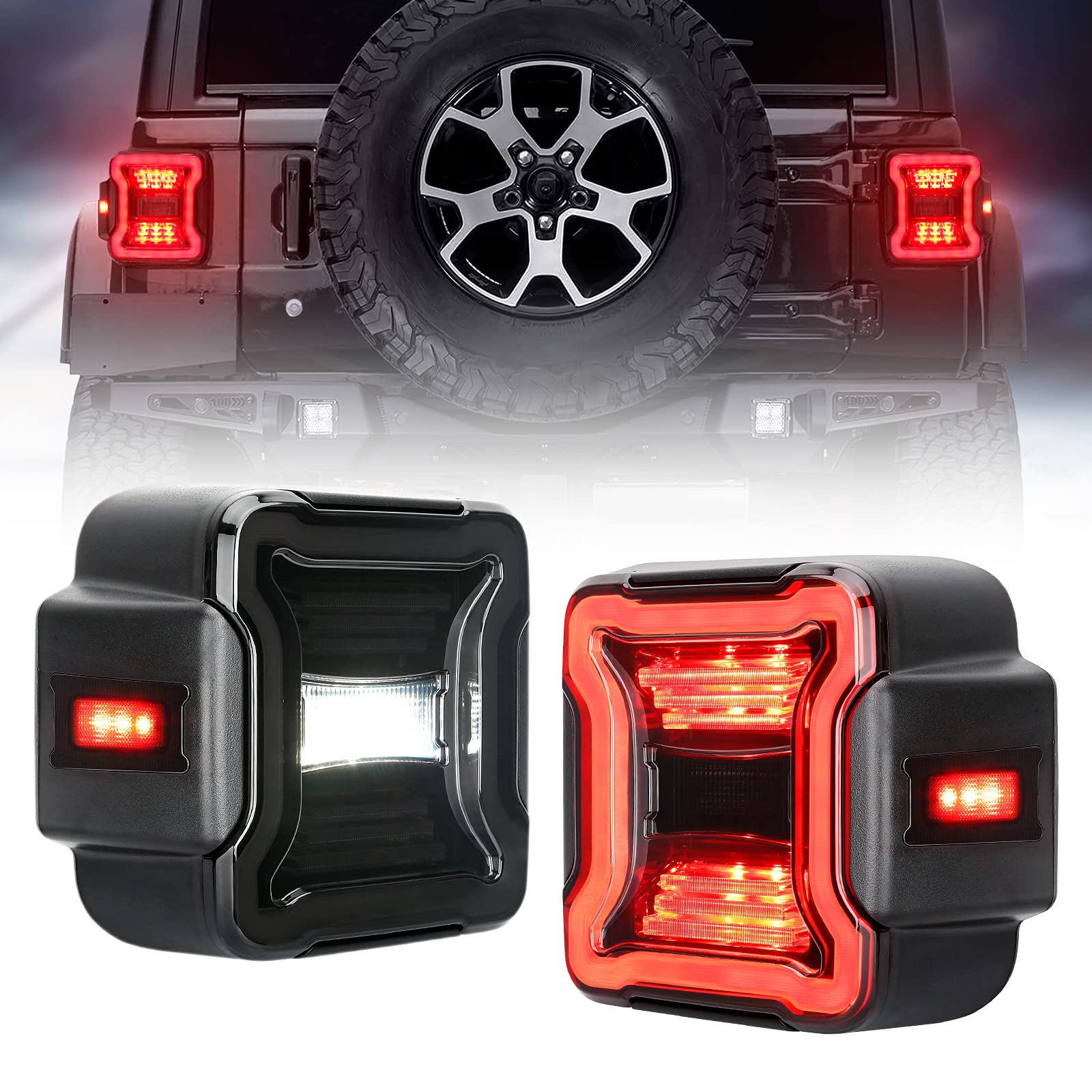 SUPAREE LED Tail Lights for Jeep Wrangler JL 2018-2024 - Bright Reverse Lights, Turn Signals & Running Lights with Side Marker - Perfect for Off-Roading & Night Driving