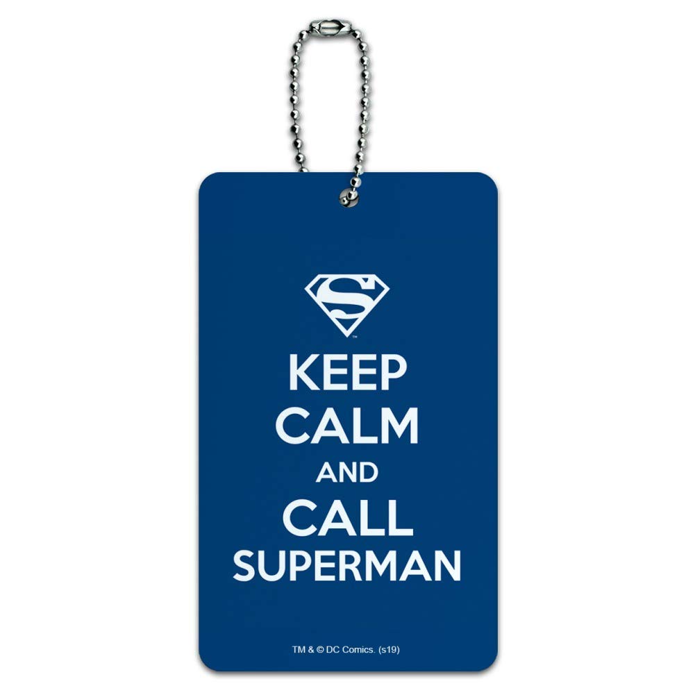 Superman Keep Calm and Call Luggage Tag - Durable Suitcase ID Card for Carry-On Bags - Perfect for Travel, Business Trips & Vacation Identification