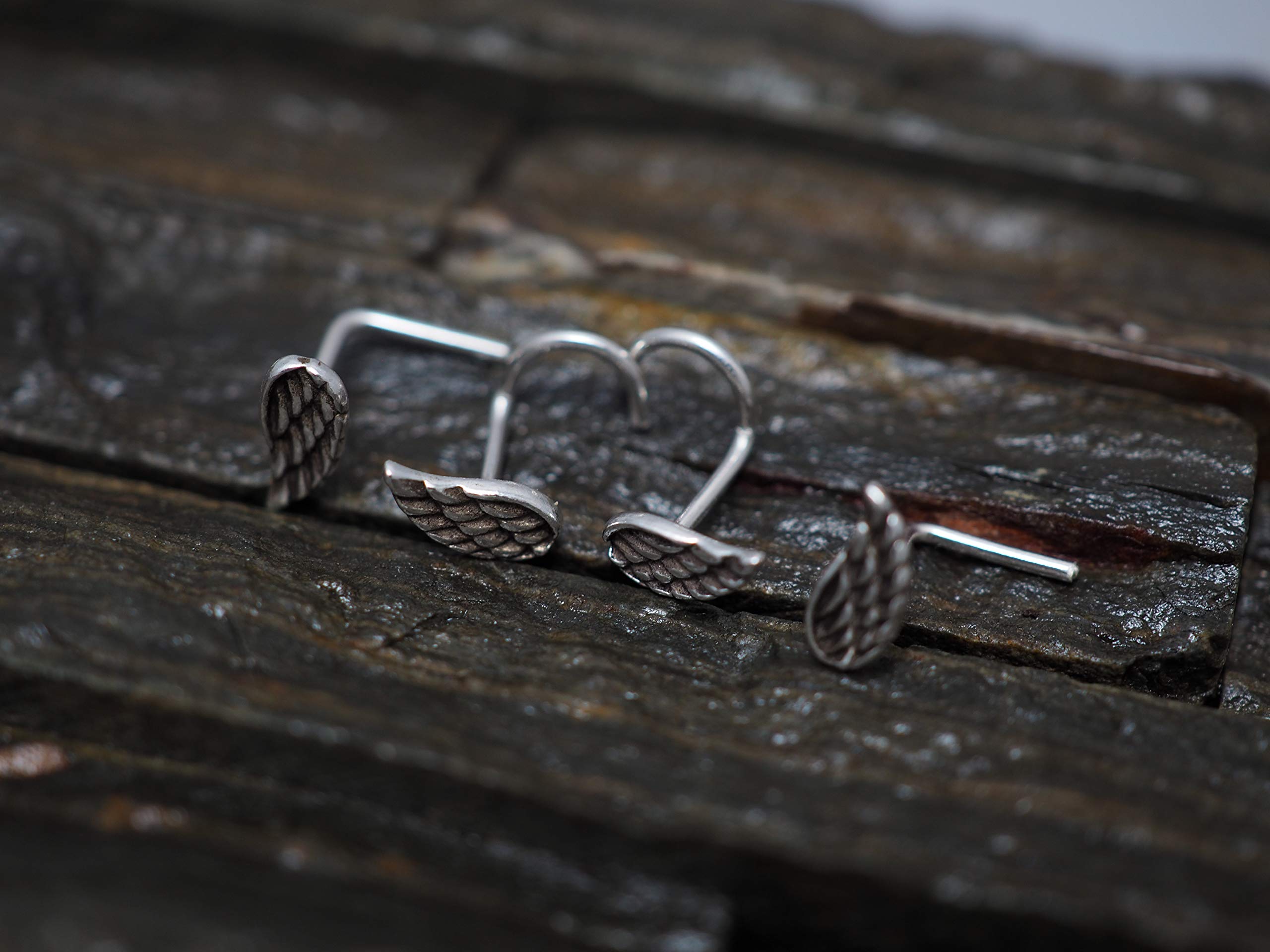 Mini Angel Wing Sterling Silver Nose Stud & Nose Screw - Hypoallergenic Body Piercing Jewelry for Women & Men - Perfect for Everyday Wear, Parties & Special Occasions