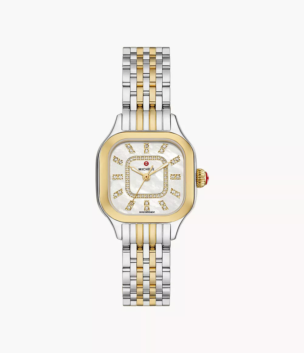 Elegant Meggie Two-Tone 18K Gold Plated Diamond Dial Watch for Women | Luxury Dress Watch for Formal Events & Special Occasions